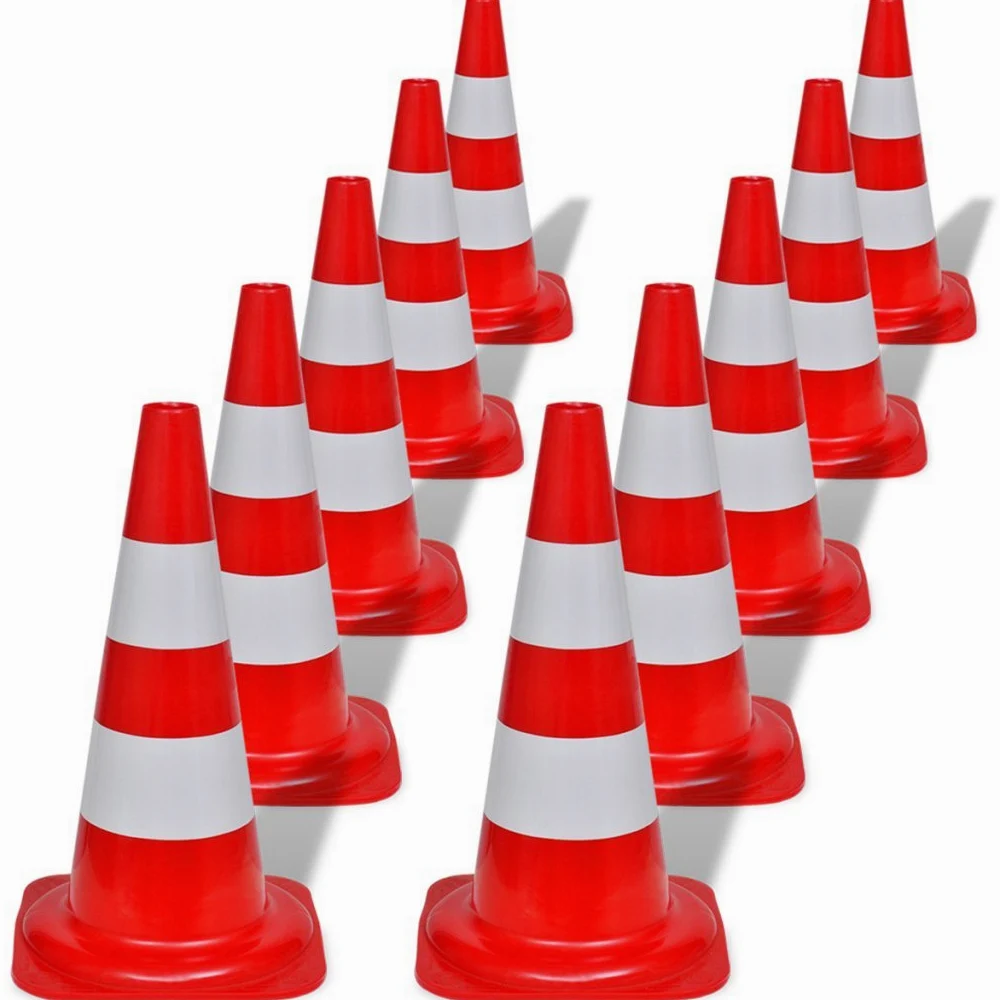 Festnight- Cono de Traffico/Set 10 Coni stradali segnaletici Riflettenti Rosso e Bianco 50 cm