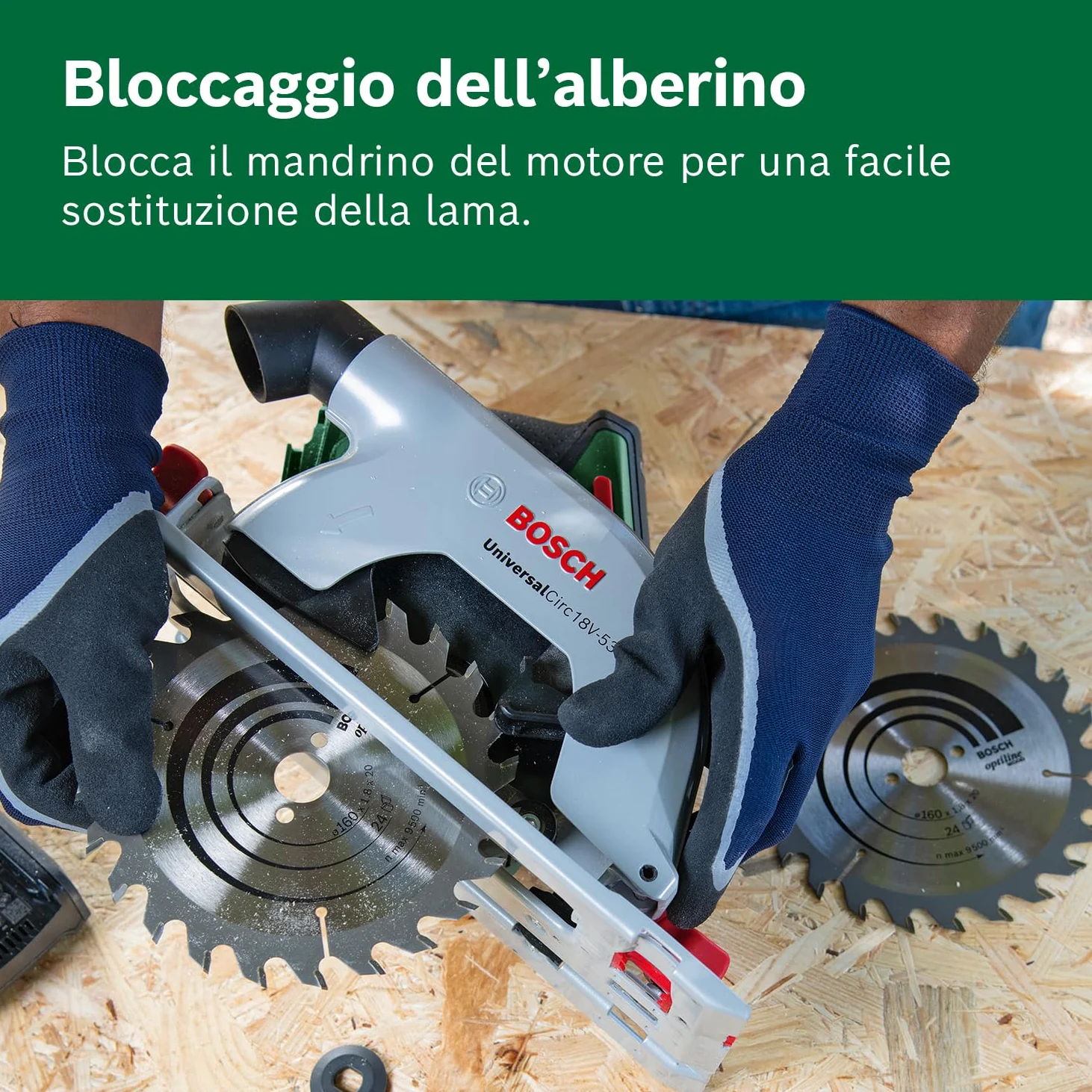 Bosch Sega circolare a batteria UniversalCirc 18V-53 (taglio preciso nel legno; profondità di taglio max. 53 mm; 18 Volt System; 1 batteria da 2,5 Ah e caricabatteria)