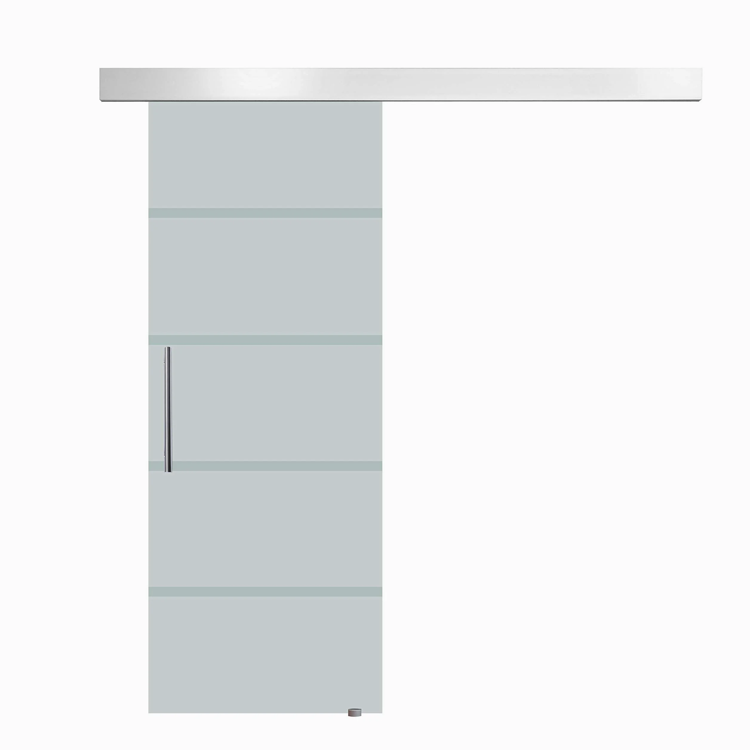 HOMCOM Porta Scorrevole Interna in Vetro Smerigliato e Satinato con Binario B2 e Maniglia per Bagno Cucina Studio Vetro 205x 90x 0,8cm