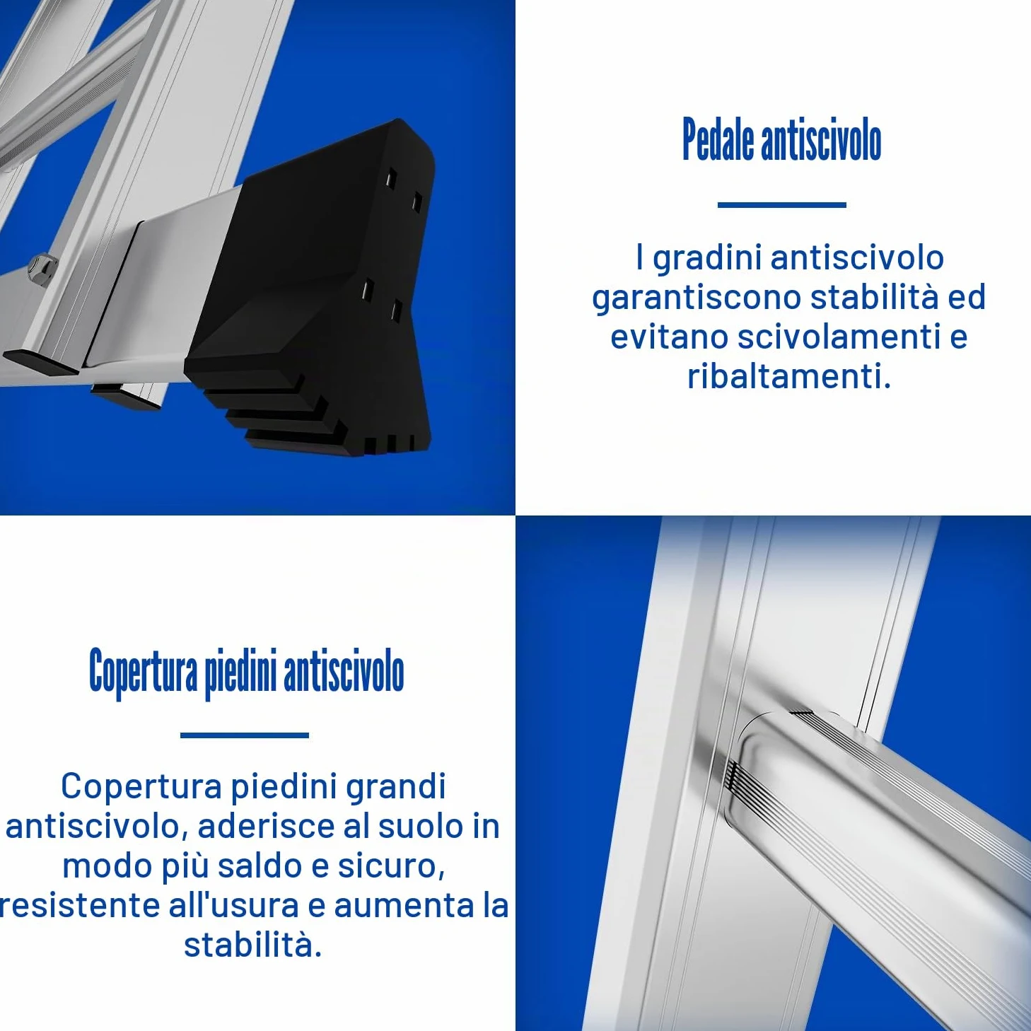 Sonnewelt Scala Multiuso in Alluminio 4x5 Gradini - 5,8 m Con Piattaforma e 2 Ponteggi - Pieghevole, 20 Gradini, Fino a 150 kg, Argento