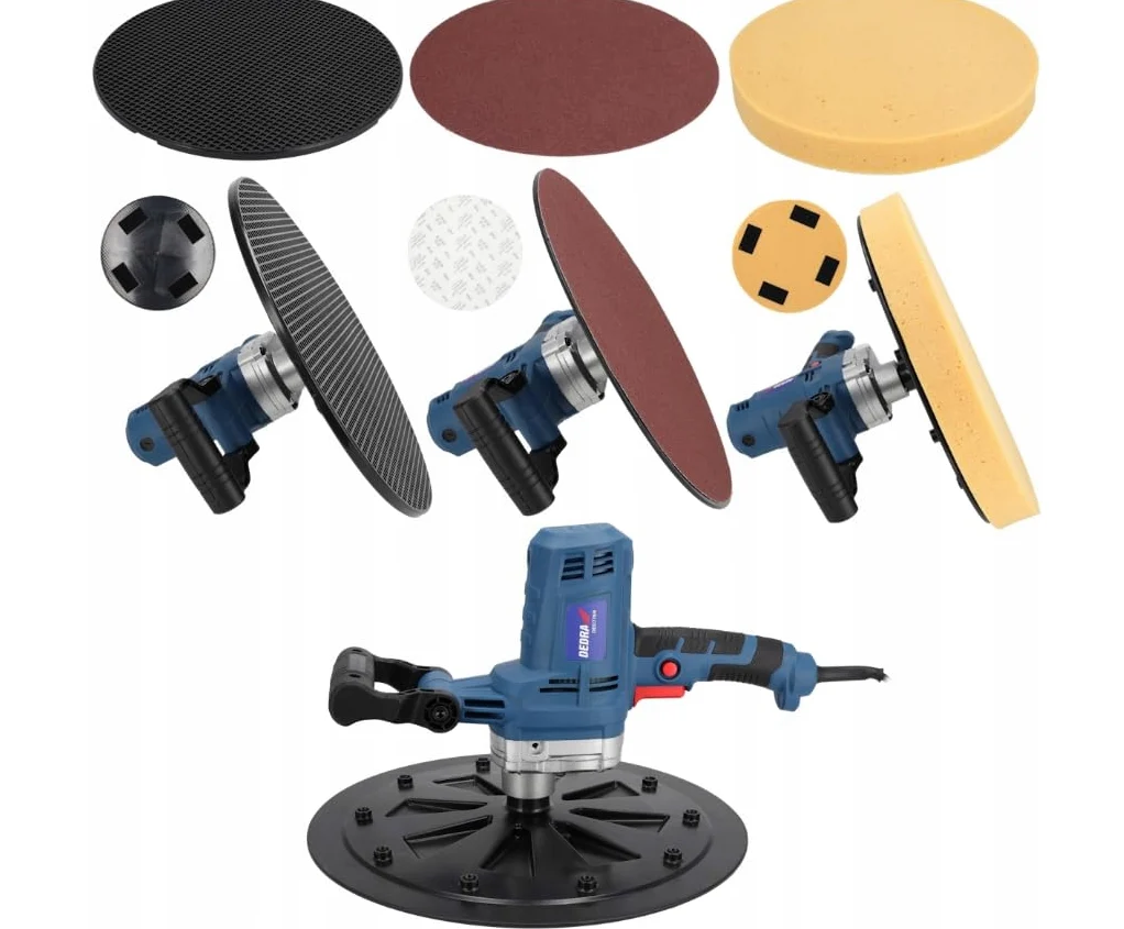 Macchina per la lavorazione delle pulizie forte 750 W, 375 mm, spugna, carta, piatto abrasivo DEDRA, cavo lungo 5 m, 110 RPM, peso 5,7 kg, facile e veloce sostituzione del disco