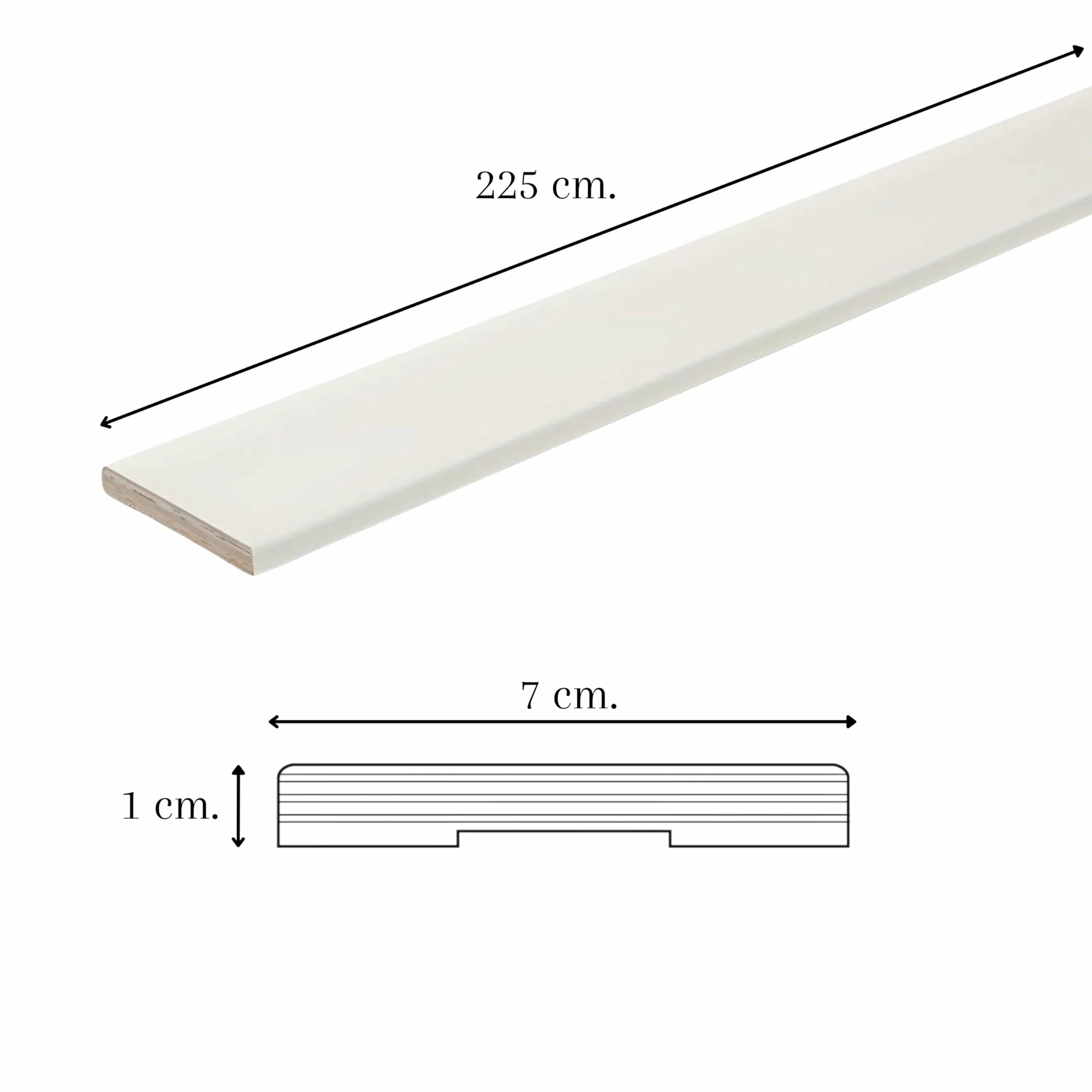 Coprifilo in Abete, Mostrine per Porte Interne in abete - 5 Pezzi - Senza Ala, Bianco - Coprifilo lunghezza 2,25mt.