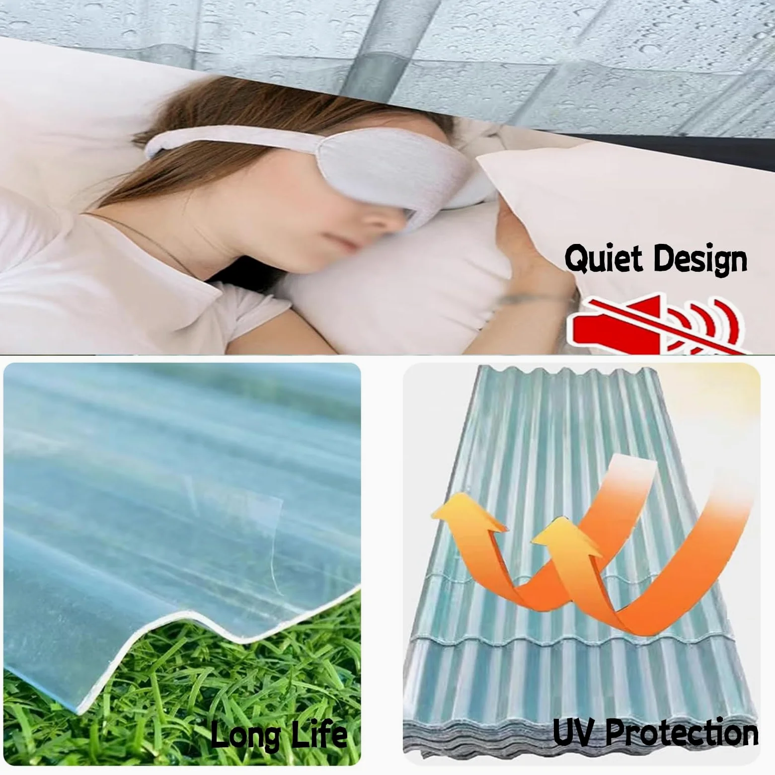 Pannello per Tetto Trasparente Ondulato per Serre e tettoie, Copertura in FRP Resistente ai Raggi UV, Soluzione di Copertura per spazi Esterni.