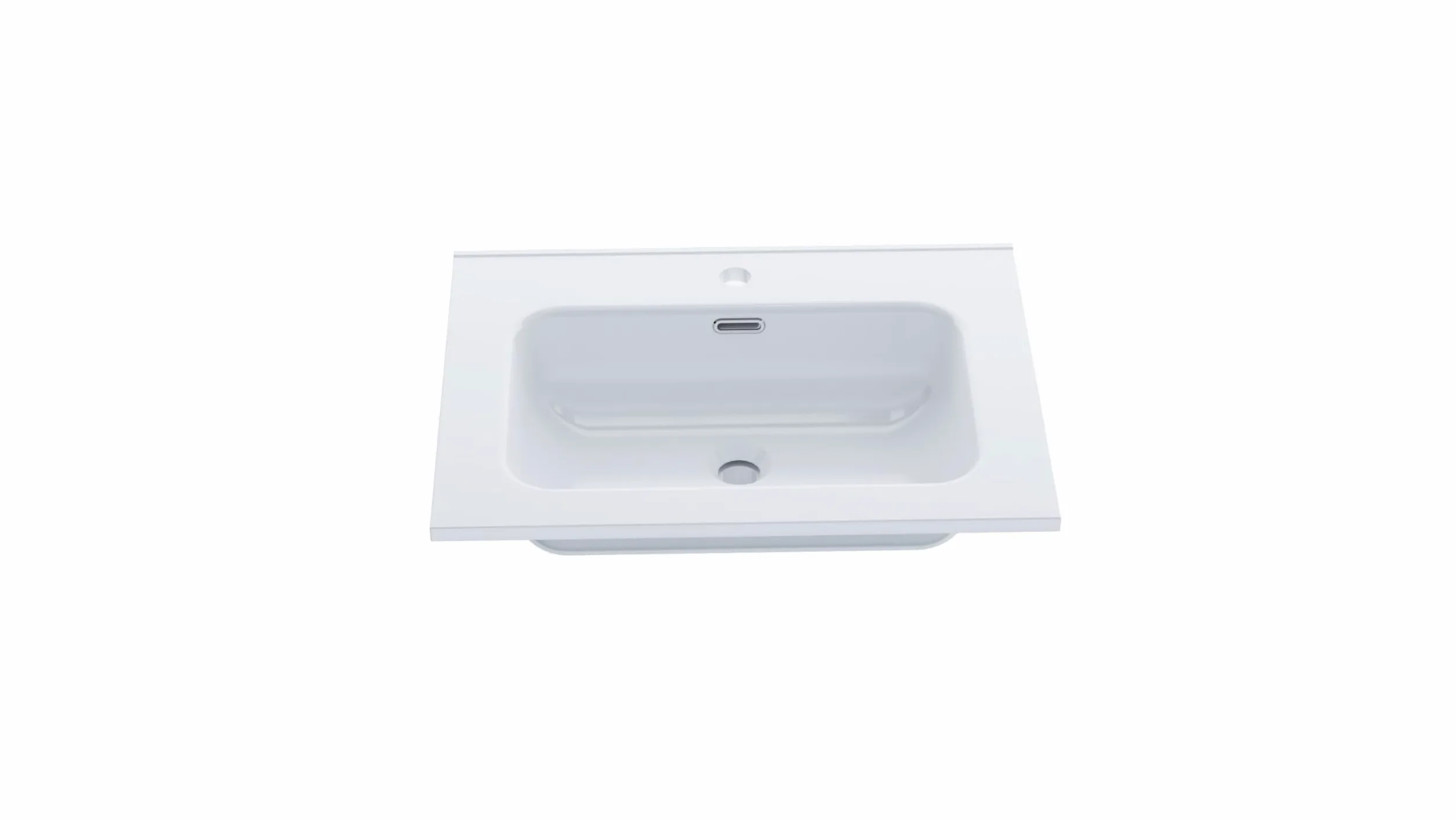 BAIKAL Lavabo in ceramica da incasso. Piano di lavoro in ceramica. Lavabo rettangolare in bianco lucido. Lavandino integrato di facile montaggio. Profondità 46 cm, larghezza 61 cm