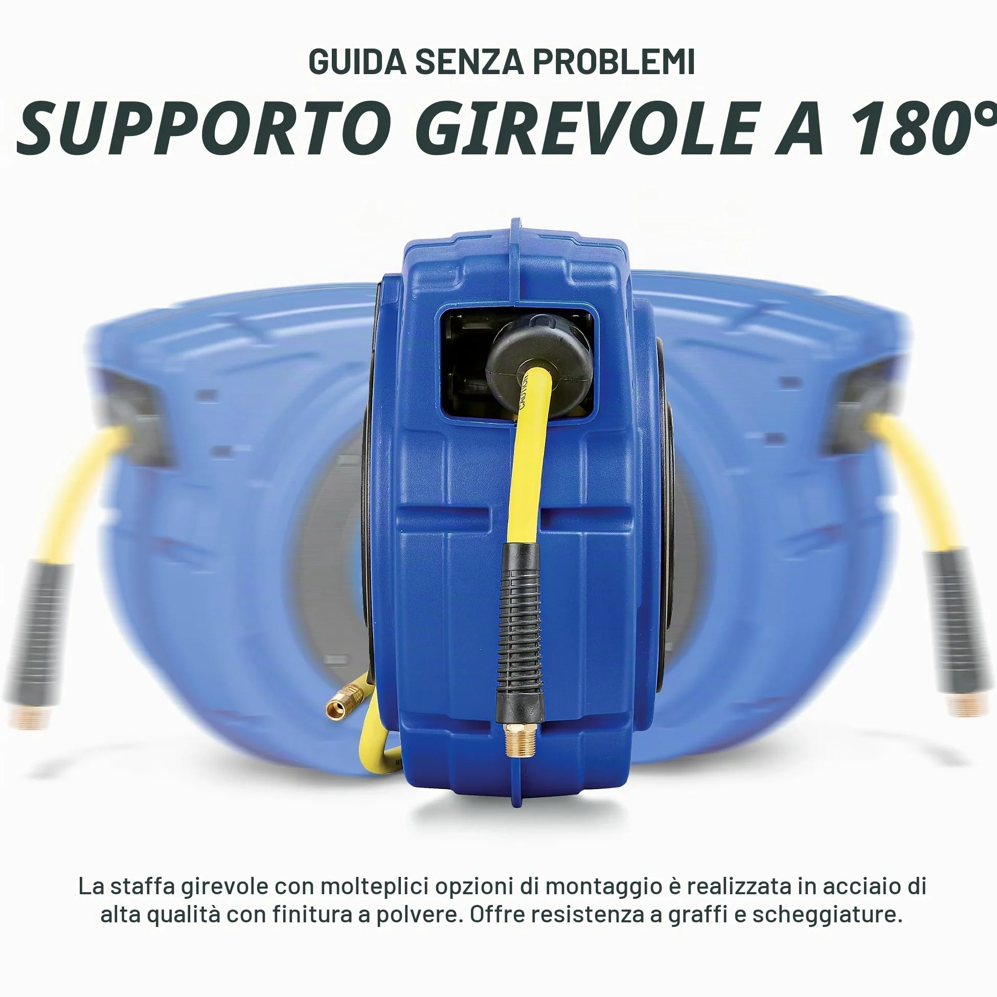Goodyear retrattile compressore d'aria/acqua avvolgitubo, max. 300psi (3/8" x 65 ft) hybrid polymer tubo
