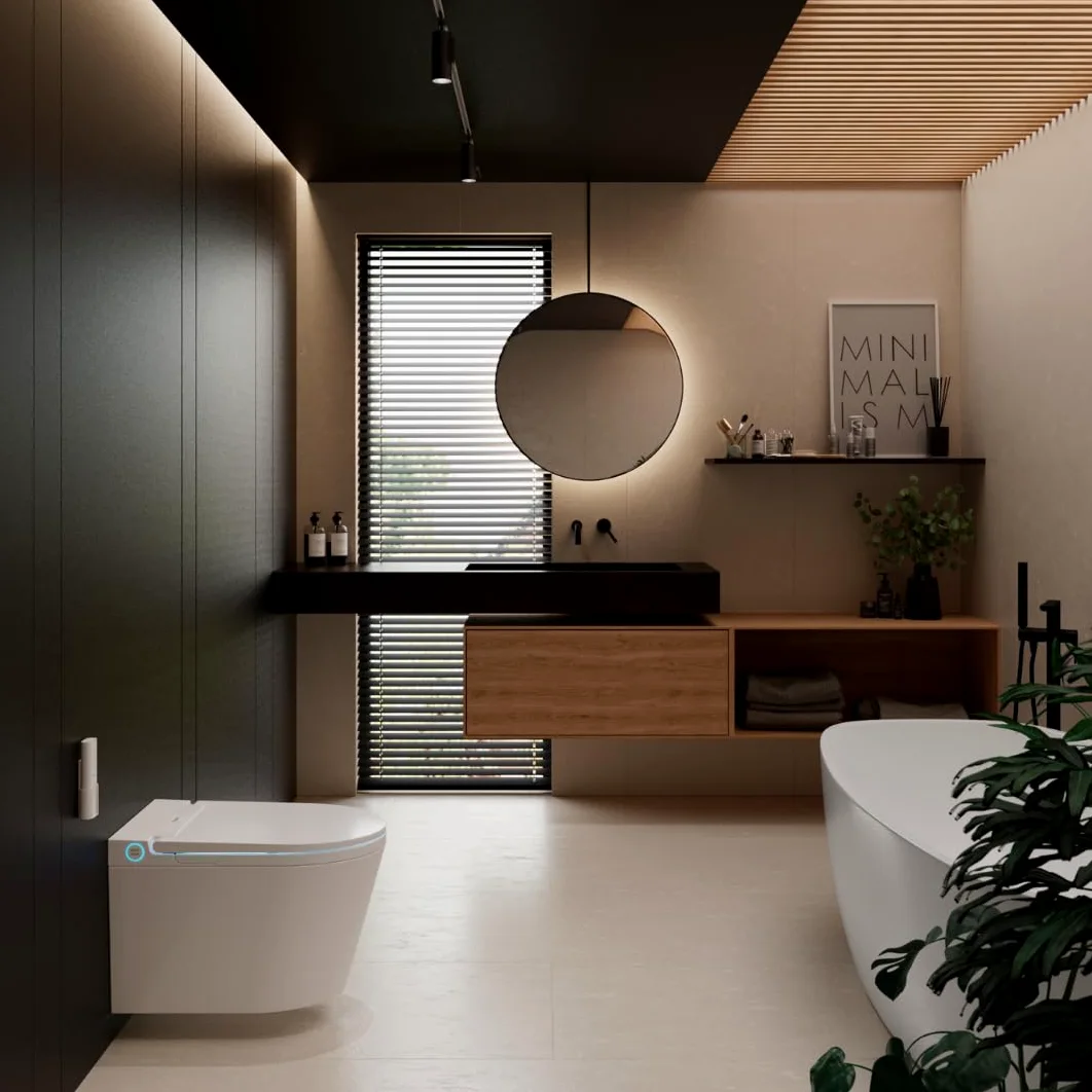 Nashi EOS WC da parete giapponese, bidet da incasso, luce notturna, sedile riscaldato, acqua calda e asciugatura, WC giapponese intelligente