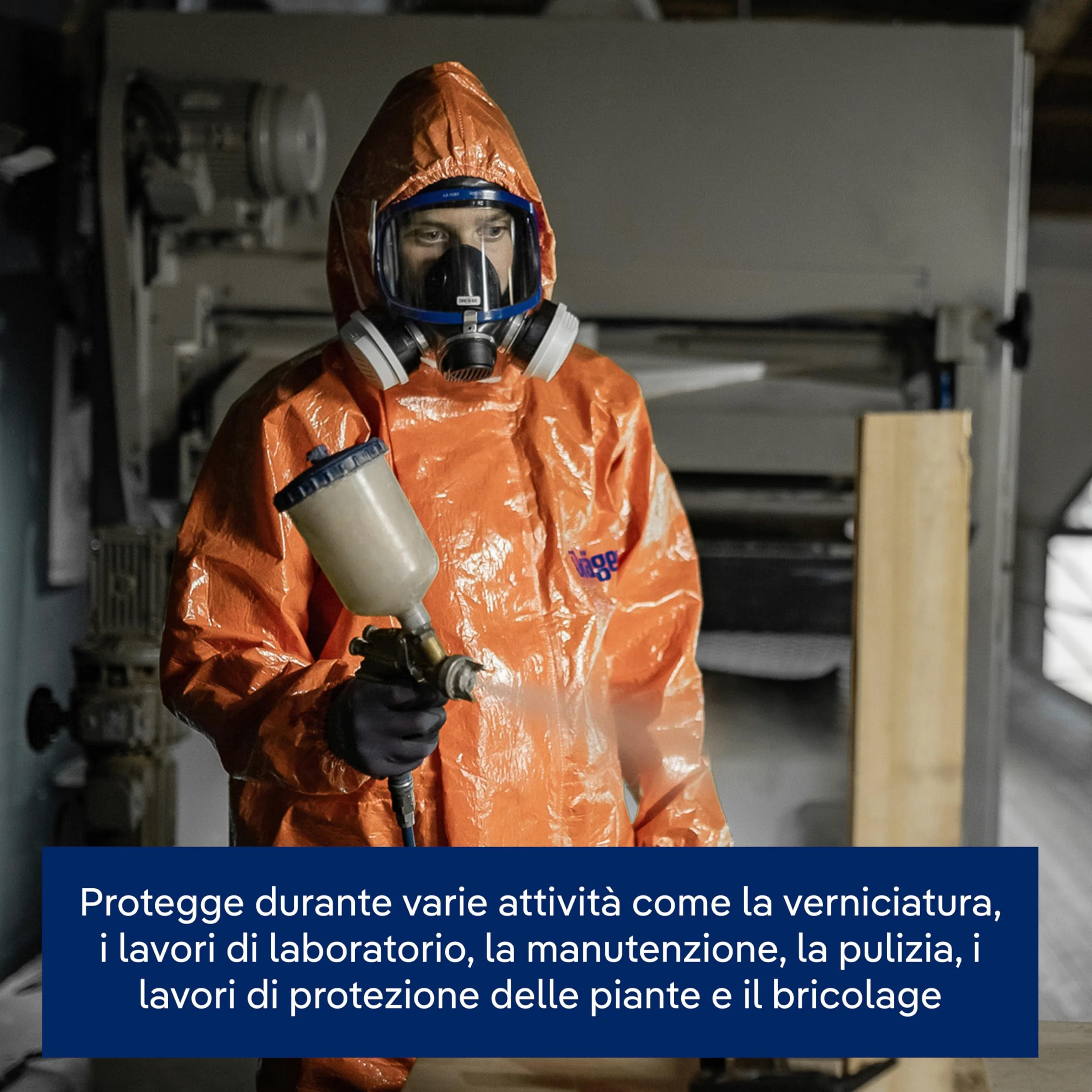 Dräger SPC 4400 Tuta protettiva contro polveri e liquidi in materiale CLF con alta resistenza chimica | Tuta antispruzzo arancione per vernici e prodotti chimici | Taglia L