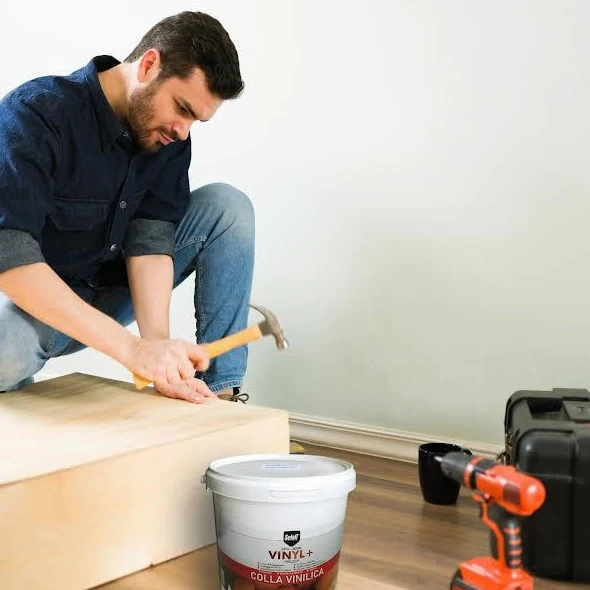 DETERMONDO Colla Vinilica 5Kg Resistente all'Umidità e all'Acqua EN 204 D3, Multiuso per Legno Carta Pvc Pannelli in Sughero, Moquette Gomma e Fissaggio di Porte e Finestre