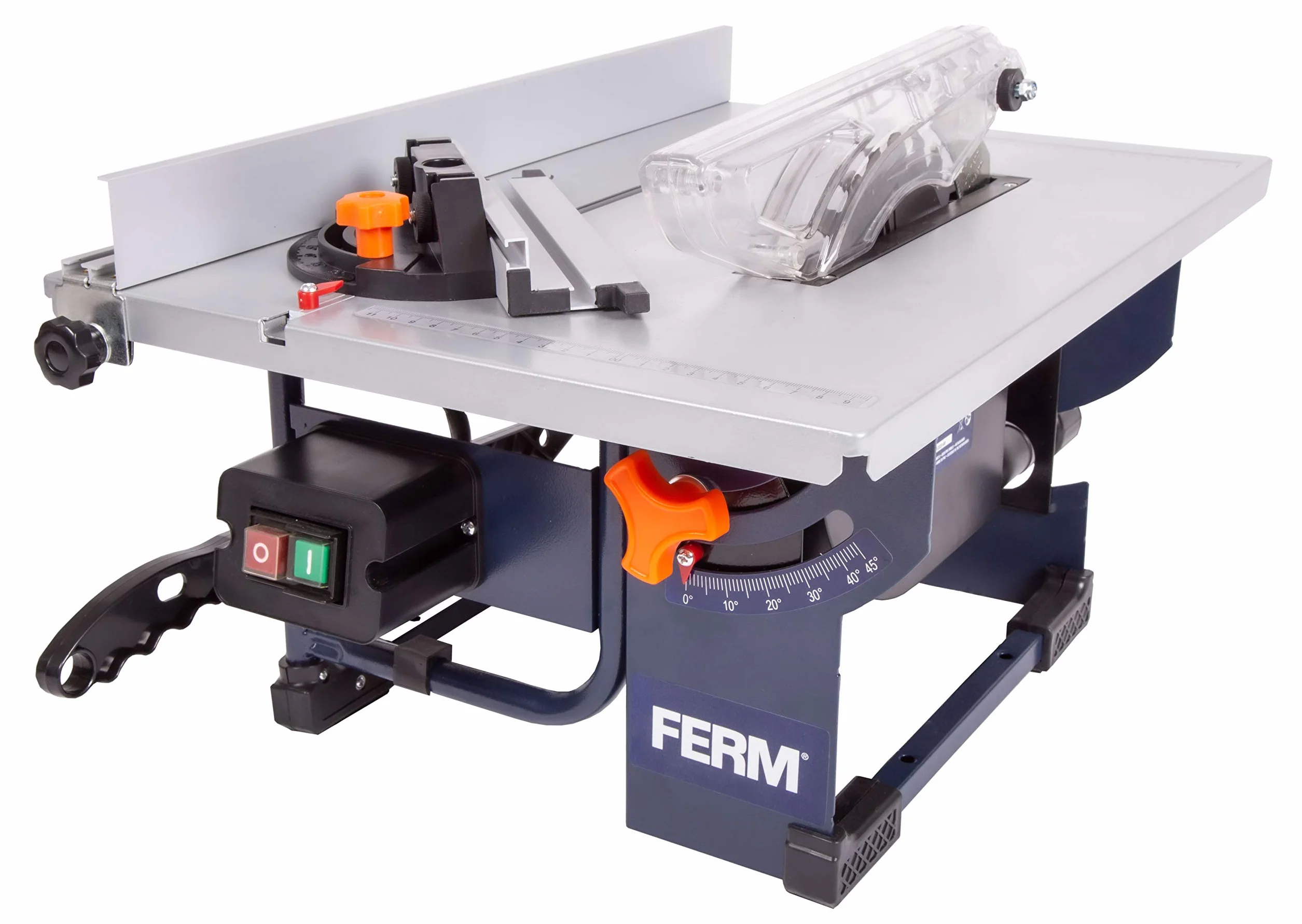 FERM Sega da Tavolo 800W. Include Lama per Sega ø 200 mm 24 denti, guida parallela, chiave inglese e collegamento aspirapolvere