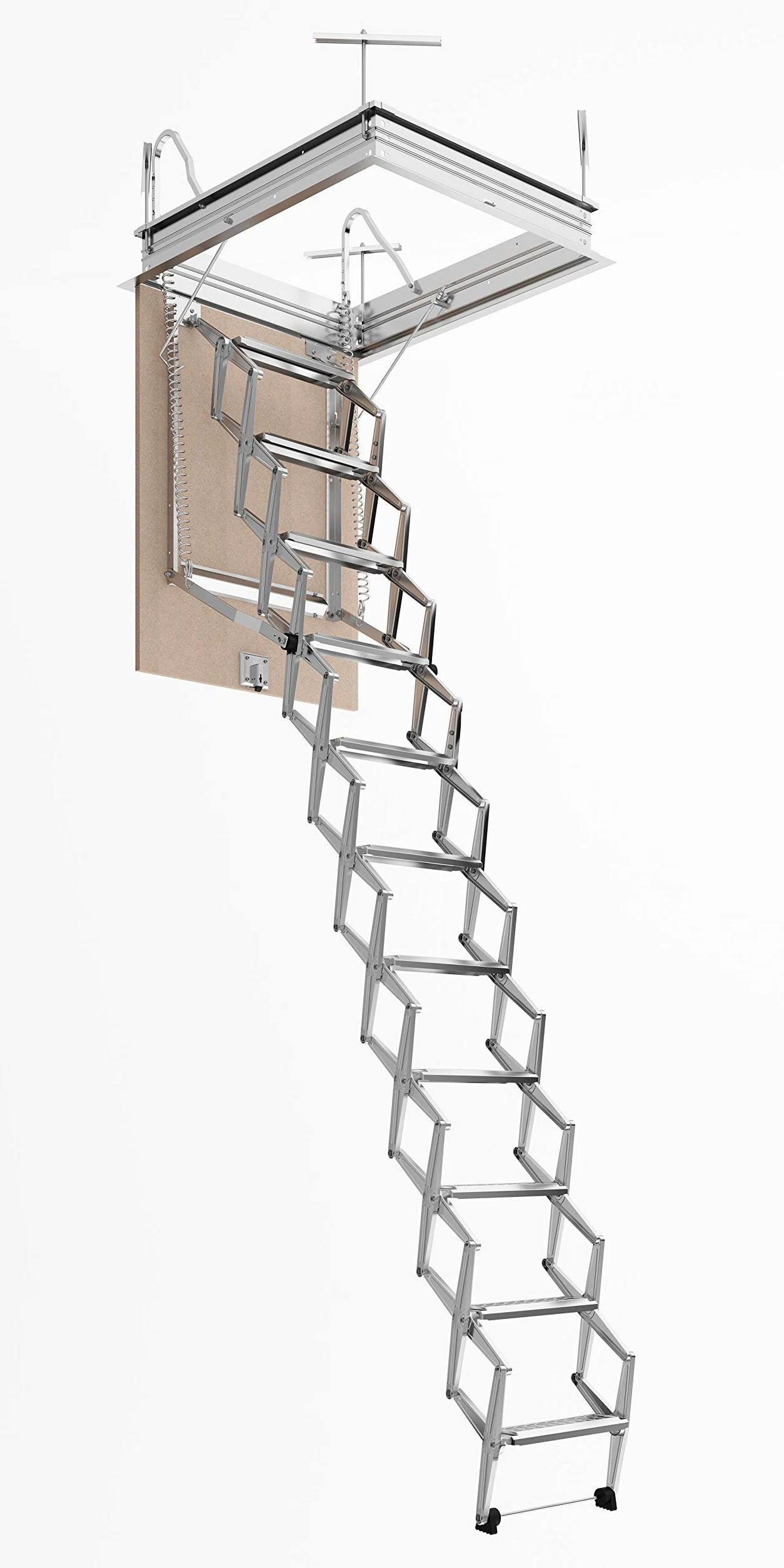 Scala Retrattile Manuale Pantografo Soffitta | Discesa Gradino Lato 50 | Misura 50x80 H=276-300 cm