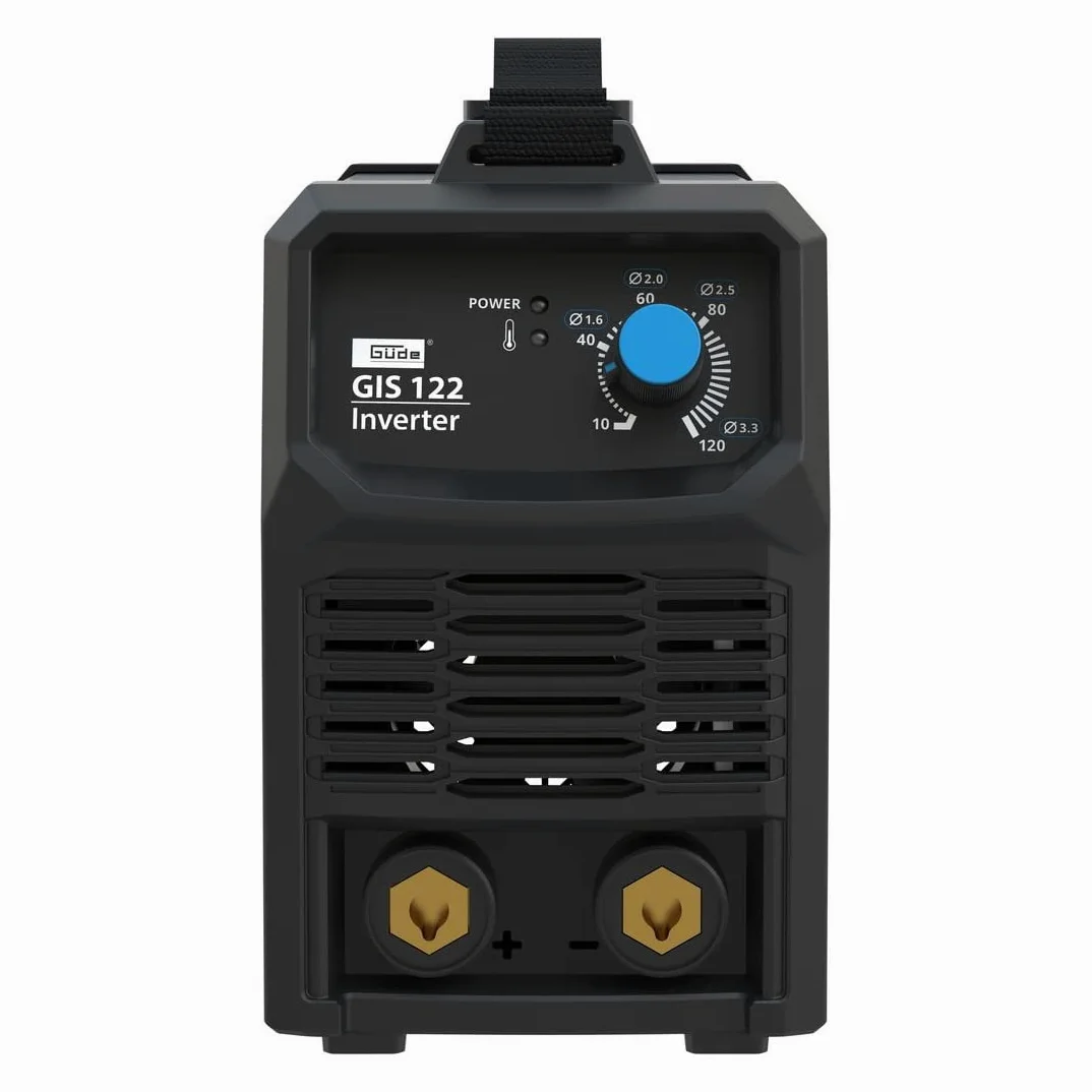 Güde Saldatrice Inverter GIS 122 (230 V, 16,7 W di potenza inattiva, 3,6 kVA max. di alimentazione, 10 – 120 A, corrente di saldatura, con supporto per elettrodi, morsetto di massa, martello di scorie