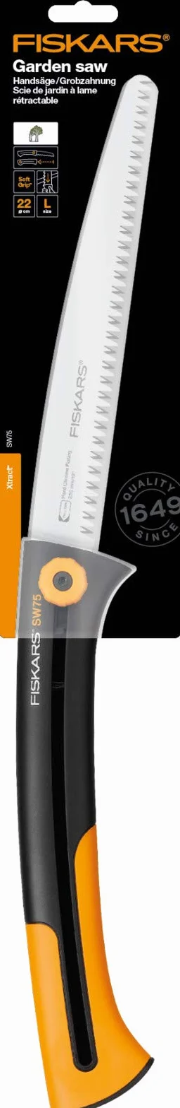 Fiskars Xtract Seghetto da Giardino con Lama Retrattile SW75, Nero/Arancione, 56 cm, 1000614