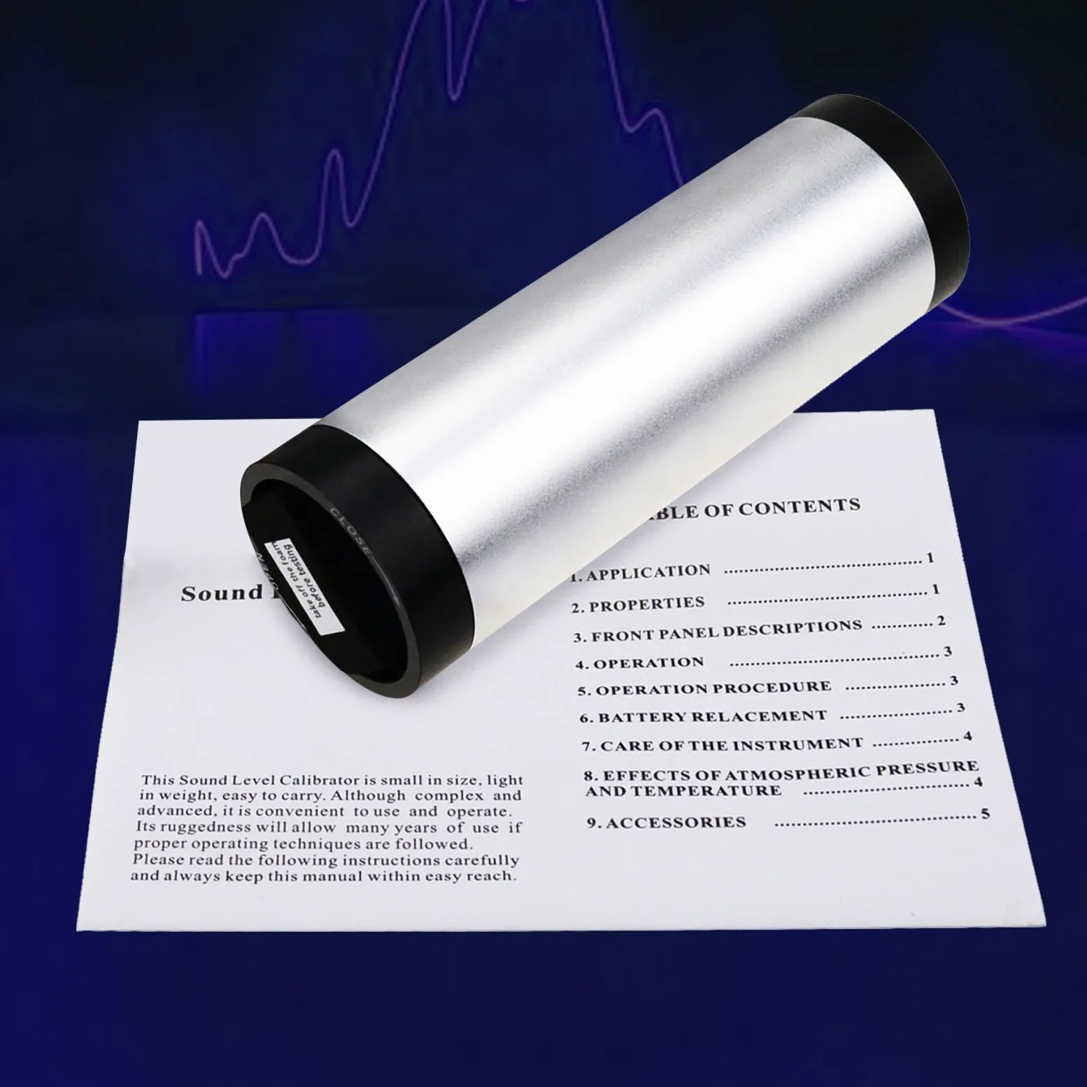 Calibratore Tester digitale per il livello sonoro del suono per fonometro 94dB e 114dB Uscita Classe I con batteria +/- 0.3 db Precisione per microfono, sistema di misurazione del suono