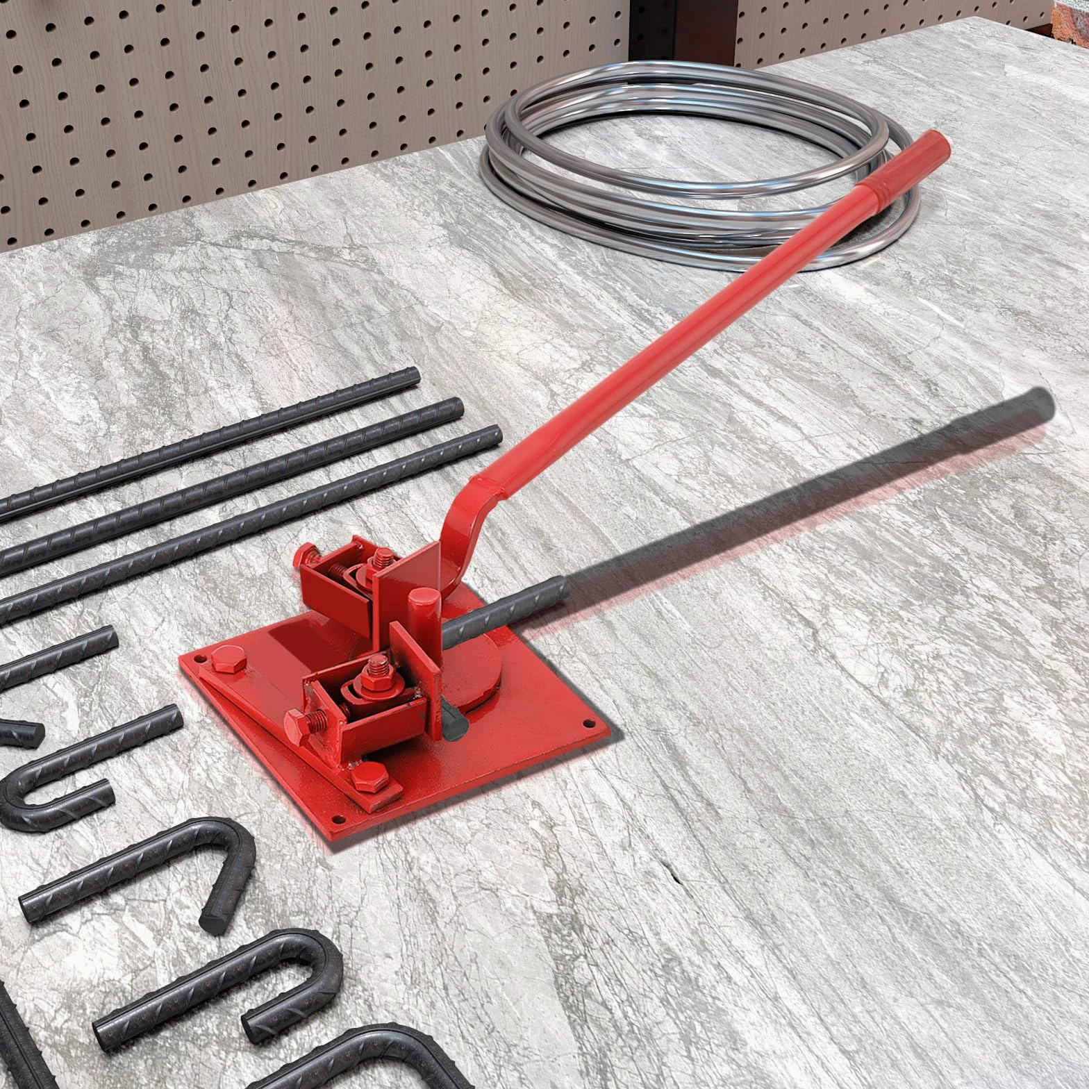 Macchina piegatubi per barre in acciaio, piegatrice manuale resistente per barre da 1-20 mm, capacità di piegatura a 180 gradi, costruzione in acciaio durevole