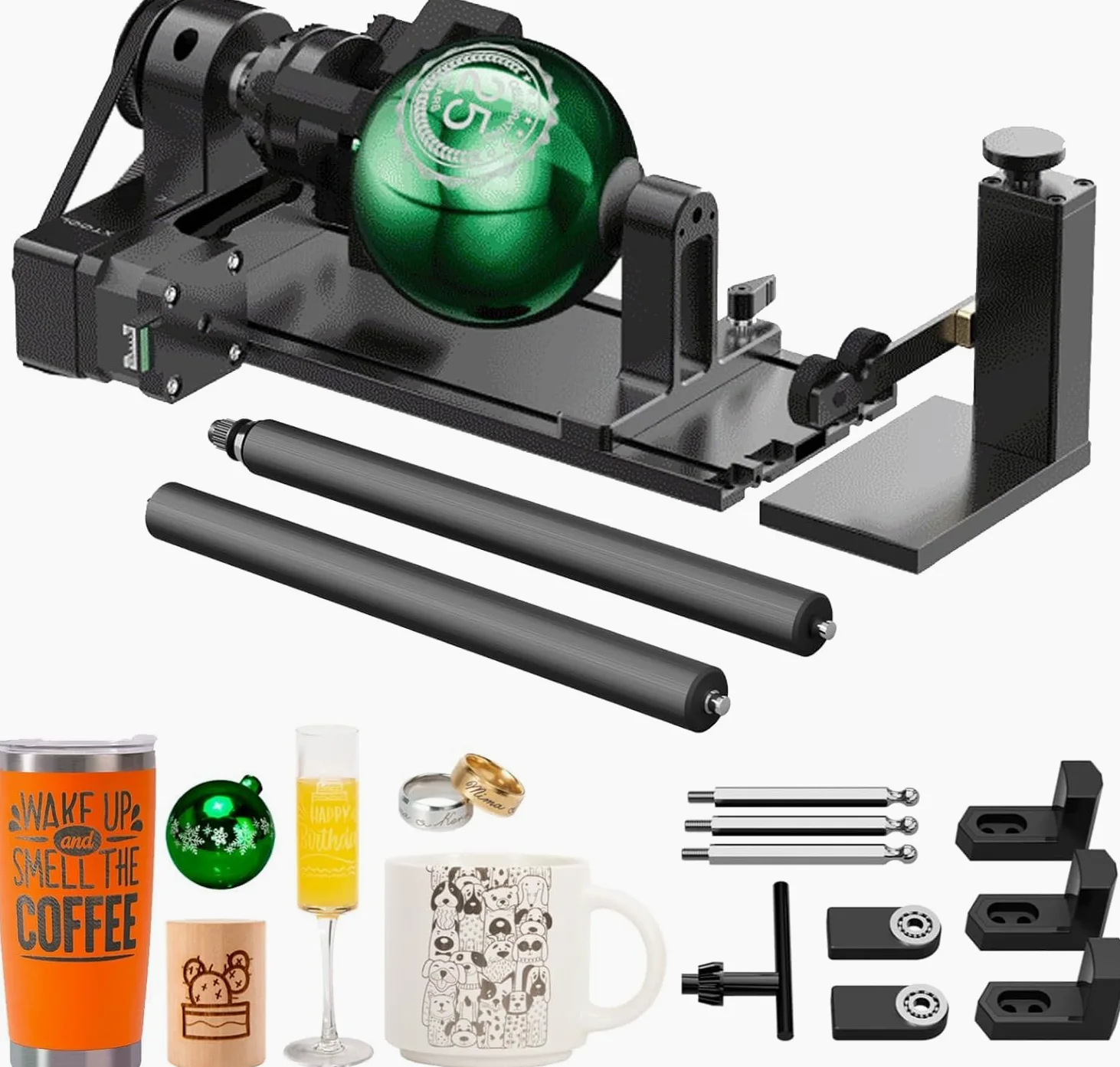 xTool RA2 Pro 4 in 1, Rotatore Laser per xTool S1/M1 Ultra/ F1 Ultra/F1/P2/D1 Pro, Mandrino Laser a Tamburo Rotante, Incisione di Oggetti Cilindrici, Bicchieri da Vino, Anelli, Sfere, Accessorio