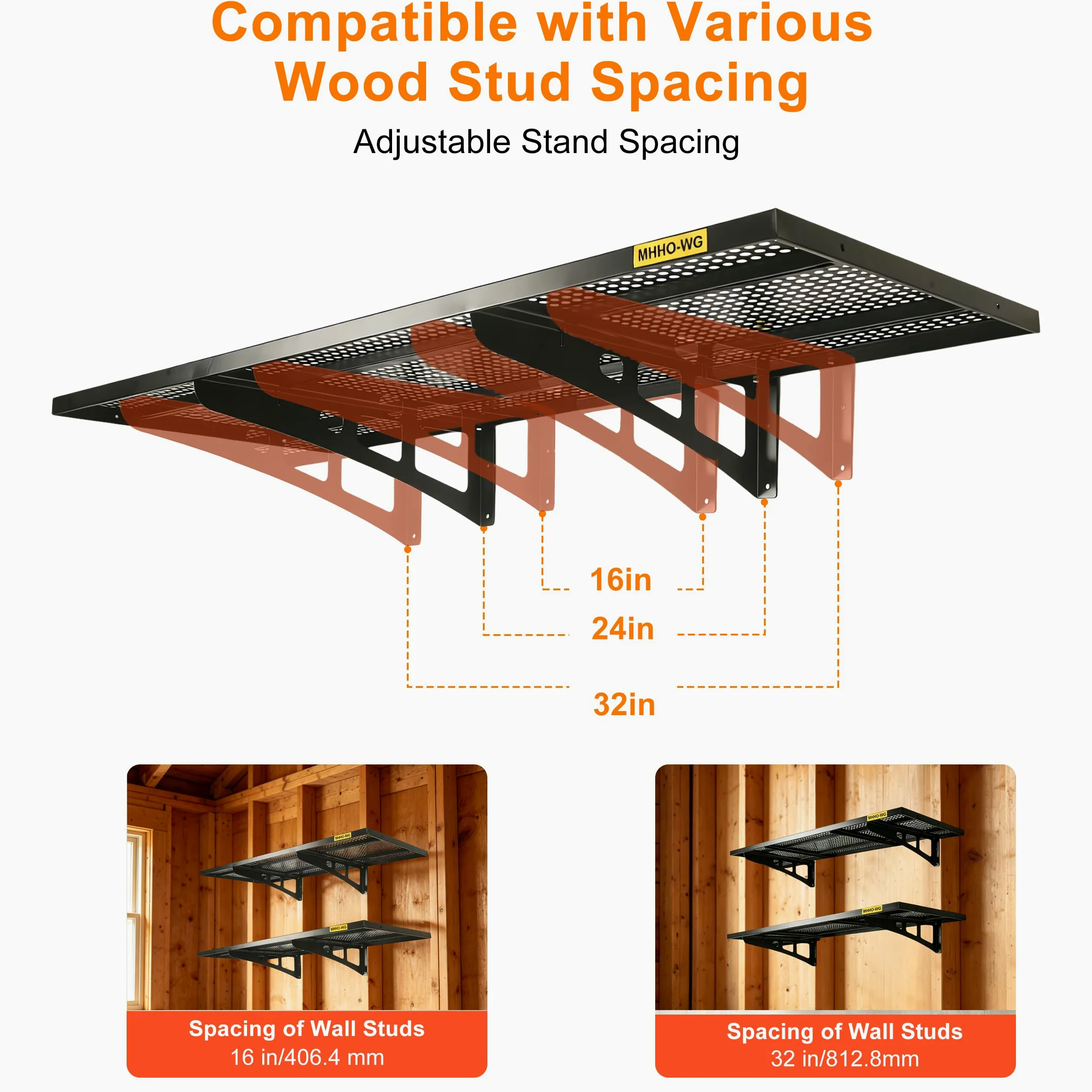 Set di Mensole da Parete per Garage 2 Pz (2x3 Piedi) - Robuste Portautensili con Ganci, Sospese, Risparmio di Spazio, Ner