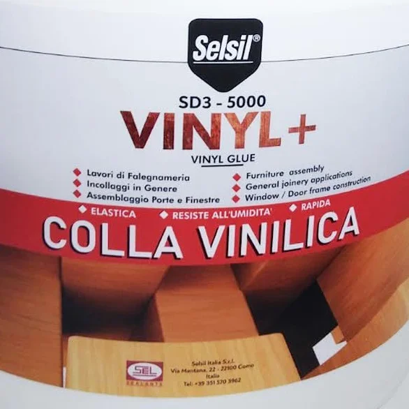 DETERMONDO Colla Vinilica 5Kg Resistente all'Umidità e all'Acqua EN 204 D3, Multiuso per Legno Carta Pvc Pannelli in Sughero, Moquette Gomma e Fissaggio di Porte e Finestre