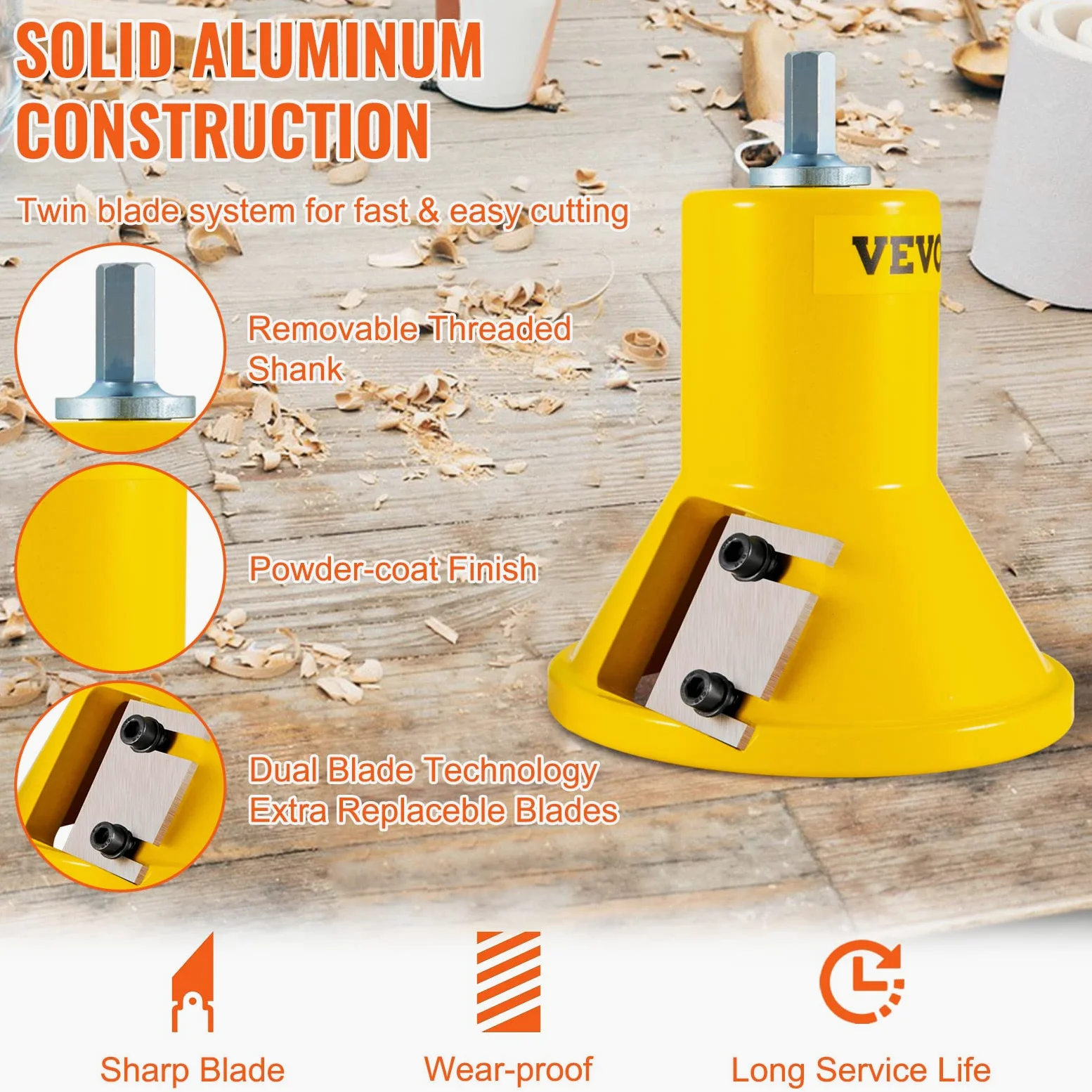 VEVOR Taglierina per tenoni, diametro 1"/25,4 mm e 2"/50,8 mm, con doppie lame dritte e viti a bottone Kit Home Master, taglierina per mobili in alluminio e acciaio di alta qualità, strumento commerci