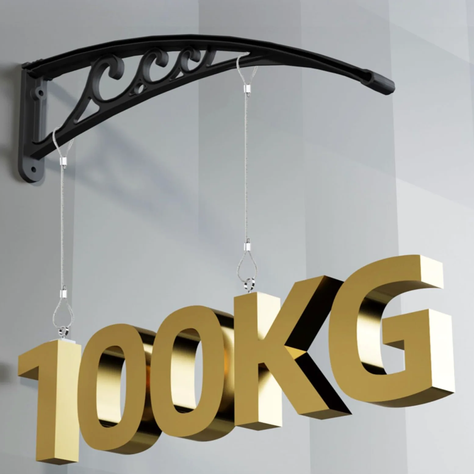Pensilina da Esterno Moderna,Tettoia per Porta e Ingresso,Tendalino per Finestra,con Staffa Nera/Bianca/Grigia/Oro,Tenda da Veranda Misura 151,Tetto Policarbonato (80x160cm/32"x63",White)