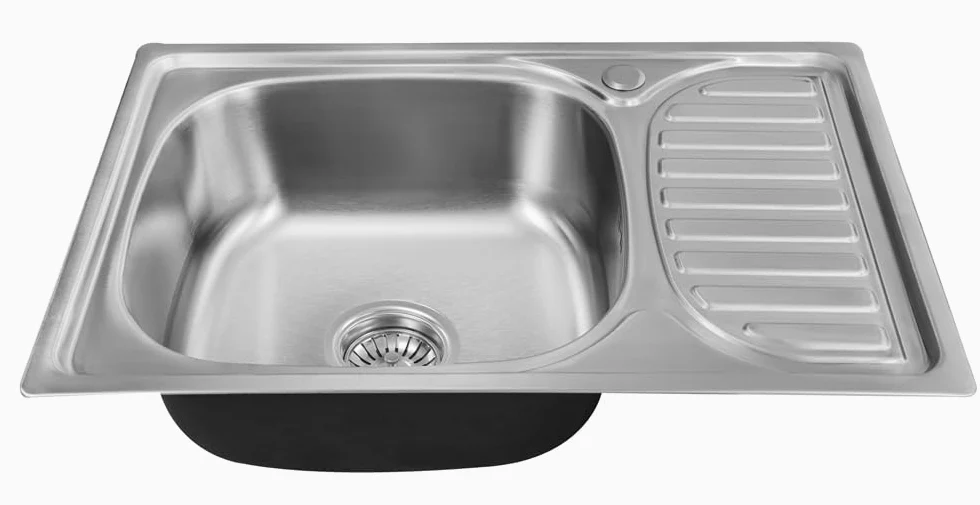 66 x 42 x 18, lavello da cucina, in acciaio inox 304, spessore del materiale: 0,8 mm, lavello, lavello, lavello da incasso, rettangolare, 1 vasca, piccola cucina (superficie inclinata a