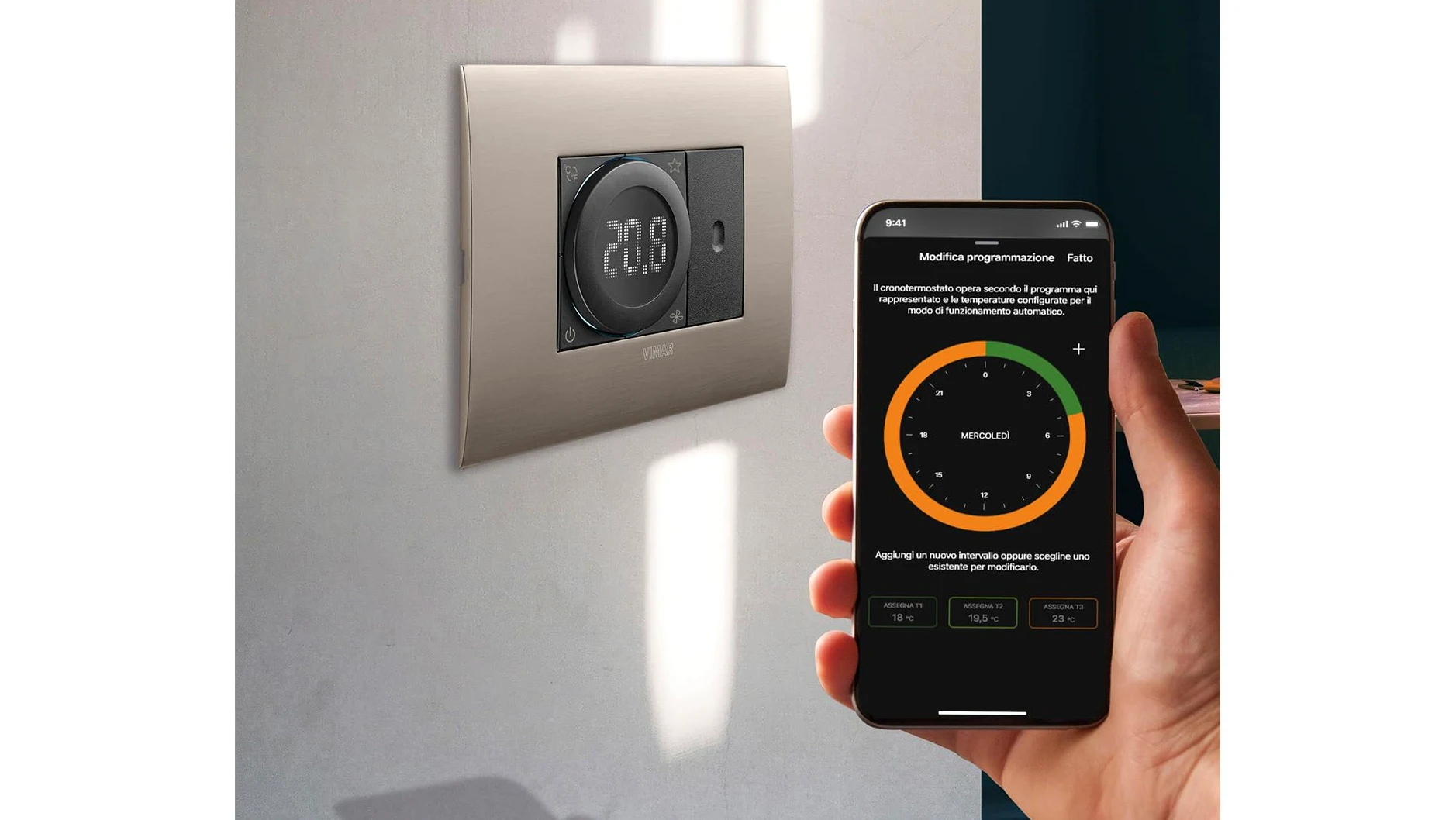 Vimar 02974.B Termostato IoT a rotella, compatibile con Alexa, Google Home e IFTTT, retroilluminazione regolabile, ingresso sensore esterno, da completare con placche Eikon, Arké, Plana, Idea