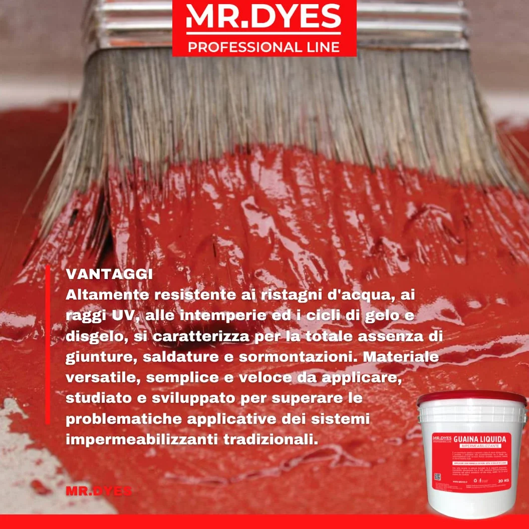 Guaina Liquida Impermeabilizzante - Membrana Monocomponente Multisupporto, Vari Colori e Formati, Gomma Liquida per Tetti e Terrazzi. (20 KG, BIANCO)