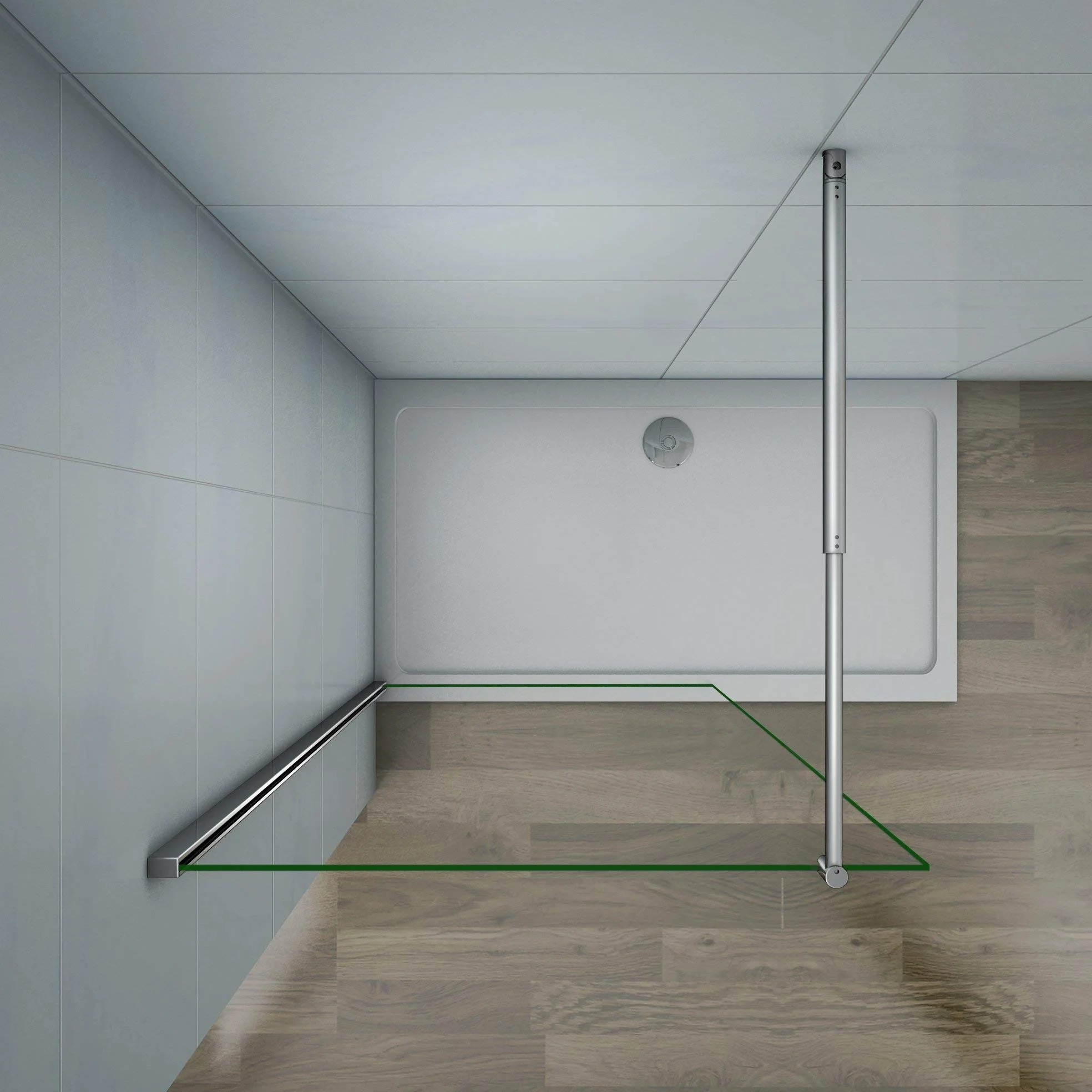Parete Doccia Walk In Vetro Temperato Trasparente Anticalcare 8 mm Con Barra Stabilizzatrice regolabile da 70-120cm misura 80x200cm