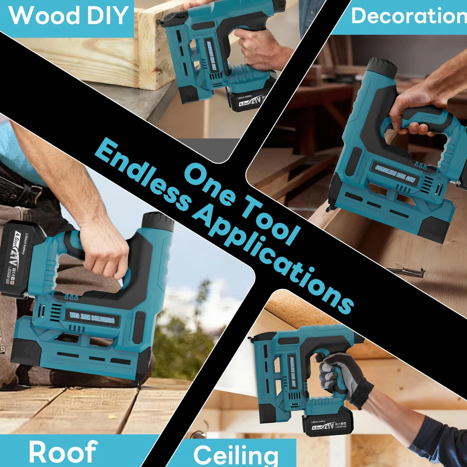Yofuly Sparachiodi a Batteria Compatibile con batterie Makita 18v, 2026 Upgrade 18GA 2-IN-1 Pistola Sparachiodi Elettrica Profondità Regolabile, 1000Chiodi e Graffette per Lavori in Legno