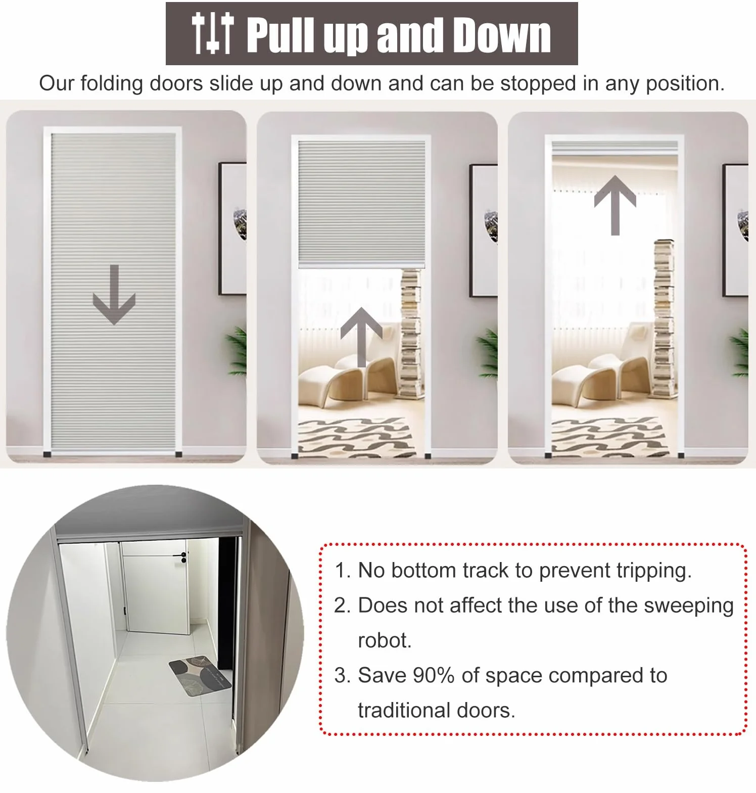 Porta a Soffietto da Interno Anta a Scomparsa per Piccoli Armadi/Porte, Anta a Soffietto per Mobili da Cucina, Anta Scorrevole per Divisorio per Guardaroba, Anta Divisoria per Dispensa(90x100cm/35.4x3
