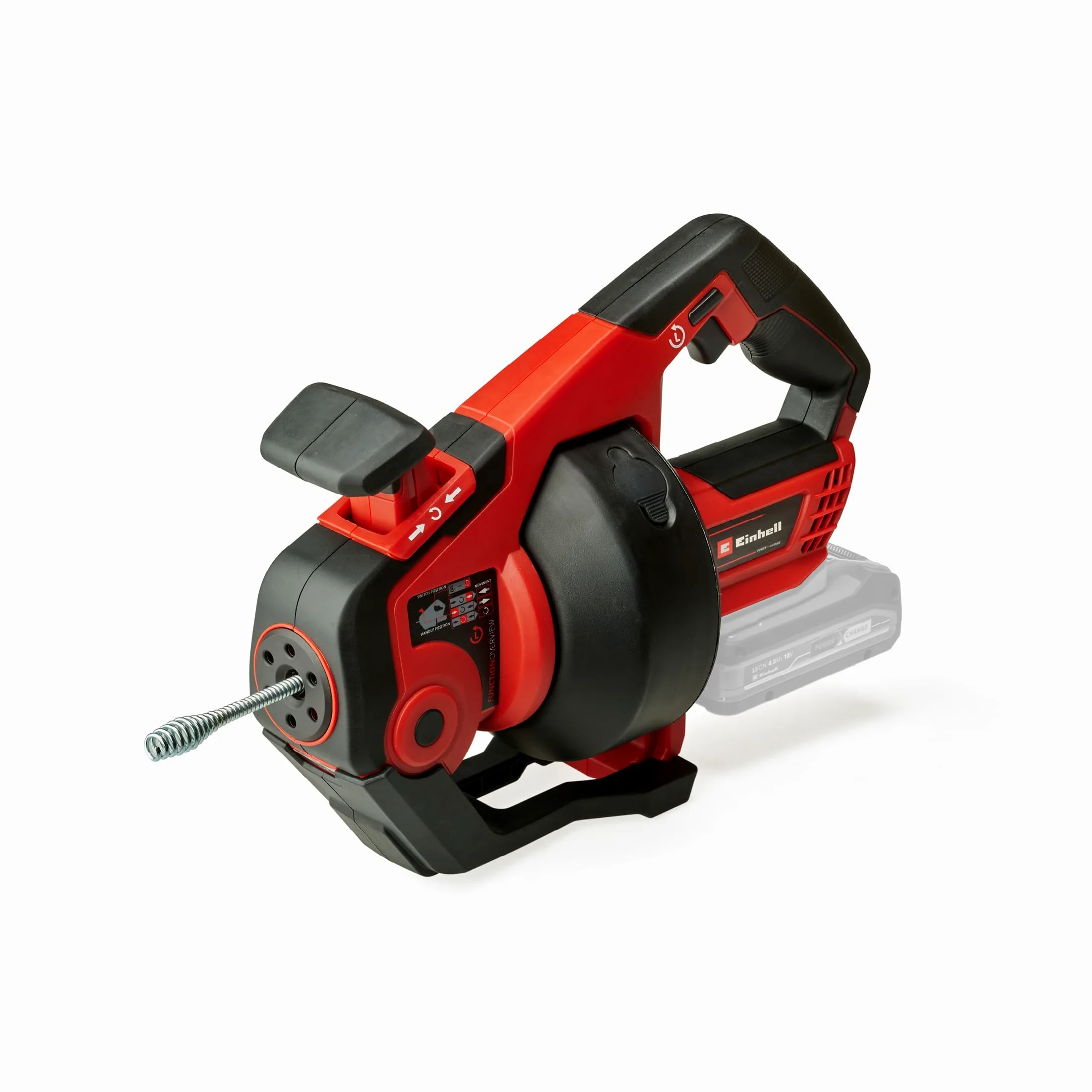 Einhell Detergente per tubi a batteria TE-DA 18/760 Li-Solo Power X-Change (18 V, Li-Ion, spirale di pulizia lunga 7,6 m, adatto per tubi di diametro 16-55 mm, fornito senza batteria e caricatore)