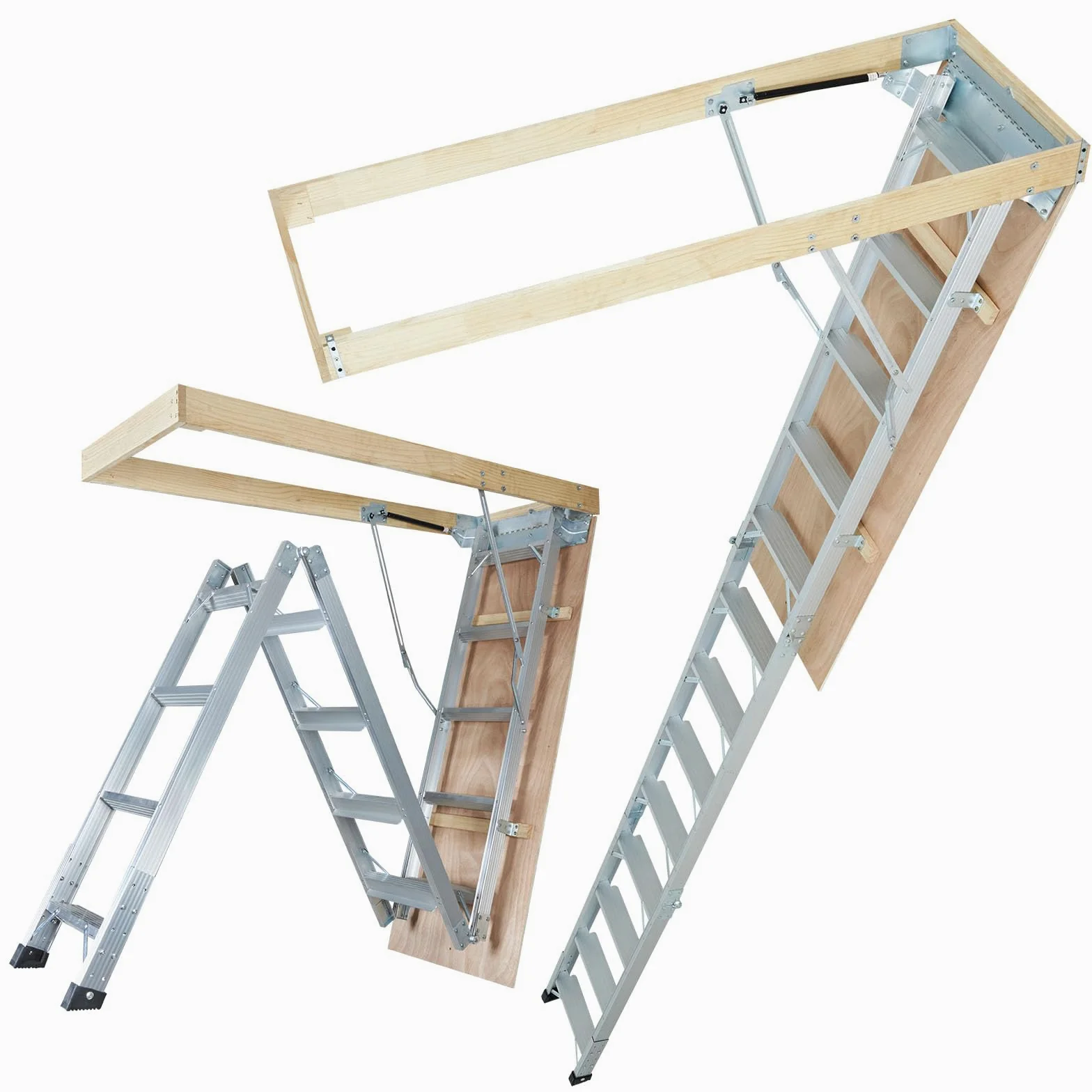 VEVOR Scaletta Pieghevole per Soffitta Scala in Alluminio Regolabile Capacità di Carico 158 kg 56x392 cm Estensione Multiuso Facile da Installare per Attico Ufficio Casa Altezza Applicabile 2,9-3,66 m