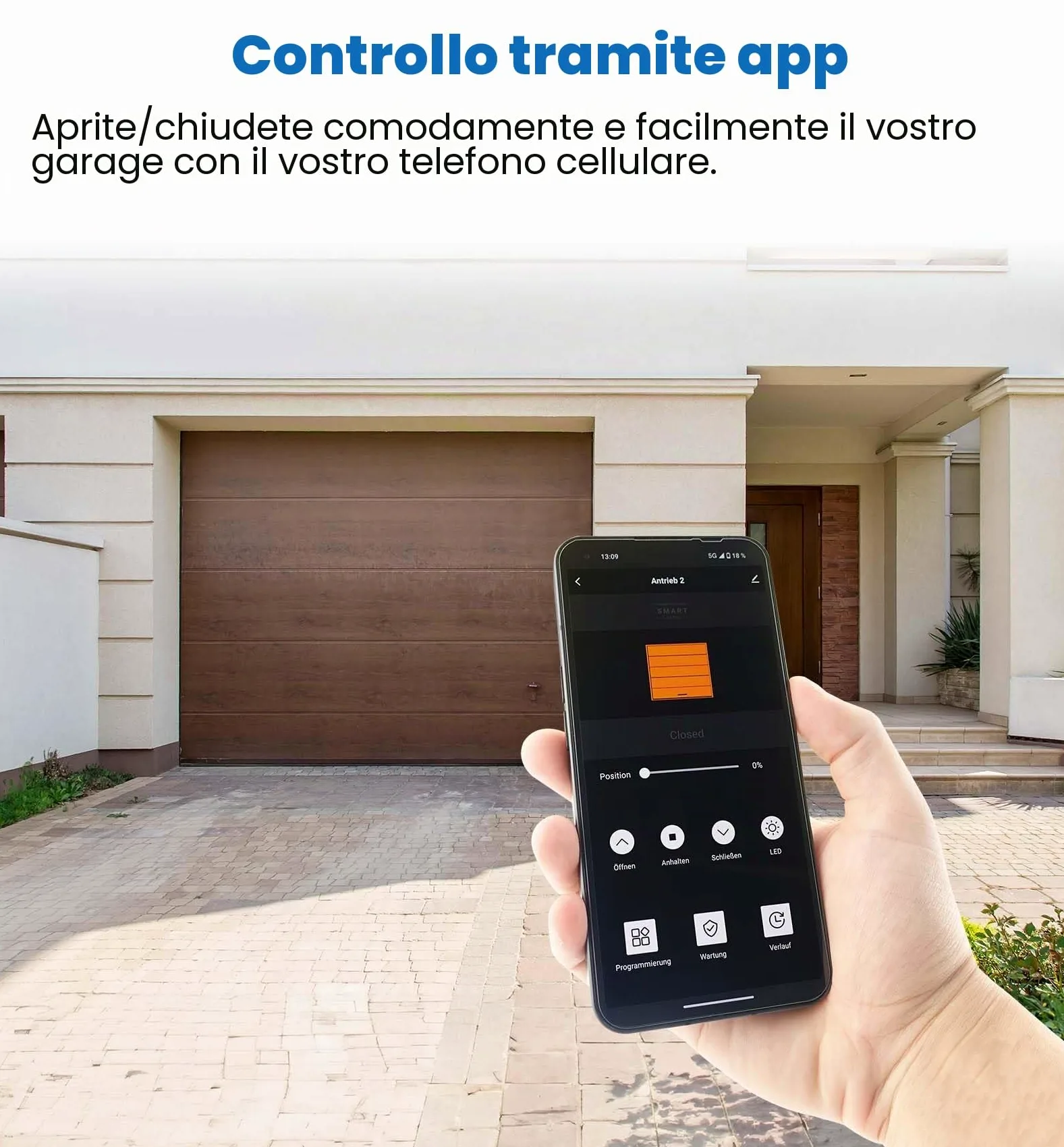 Schartec Prime 1500 - Attuatore per porta del garage WiFi con binario intelligente e apriporta del garage