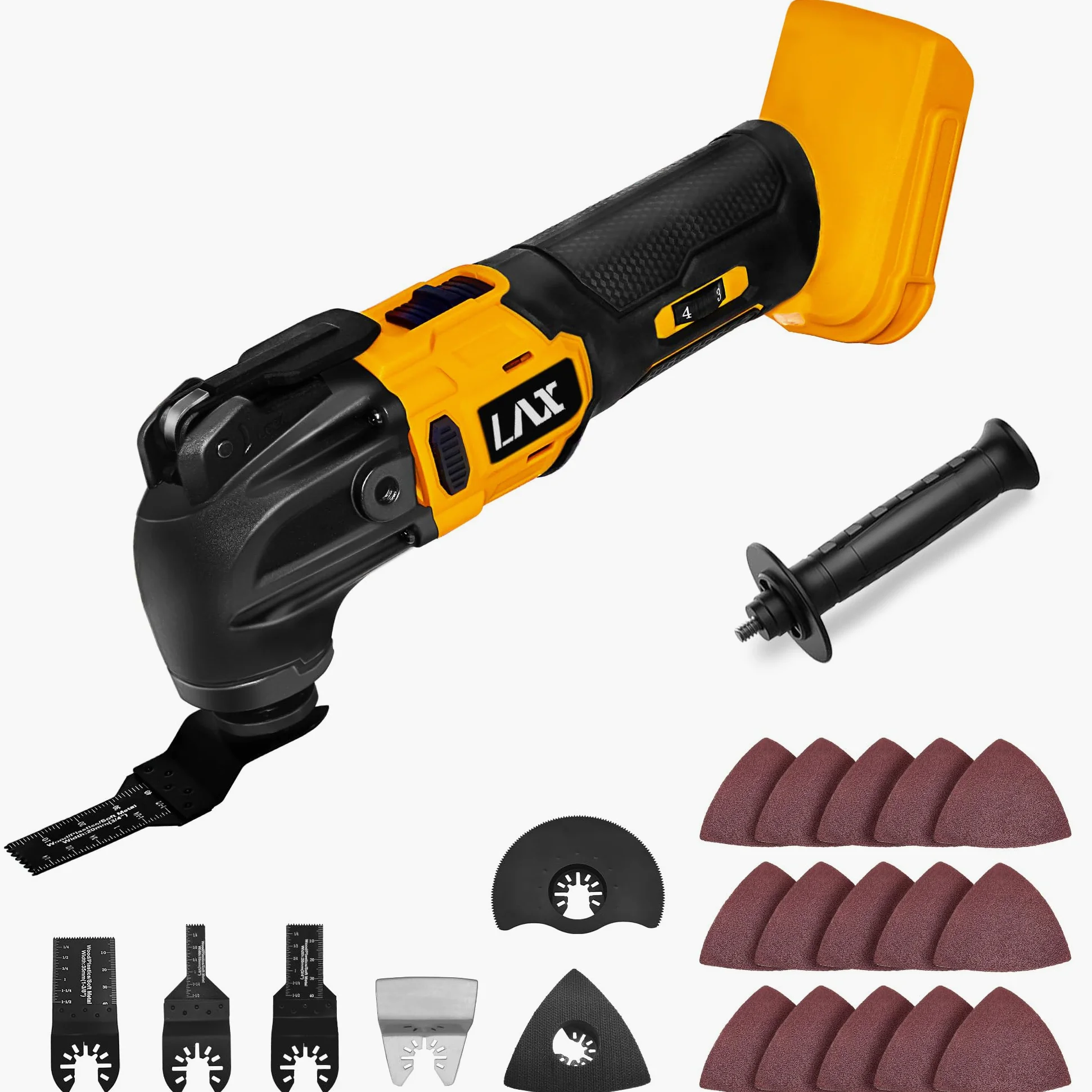 Utensili multifunzione oscillanti per batteria Dewalt da 18 V, utensile multiuso per taglio e levigatura, angolo di oscillazione di 4°, 6 velocità variabili, design a lama rapida con 21 accessori per