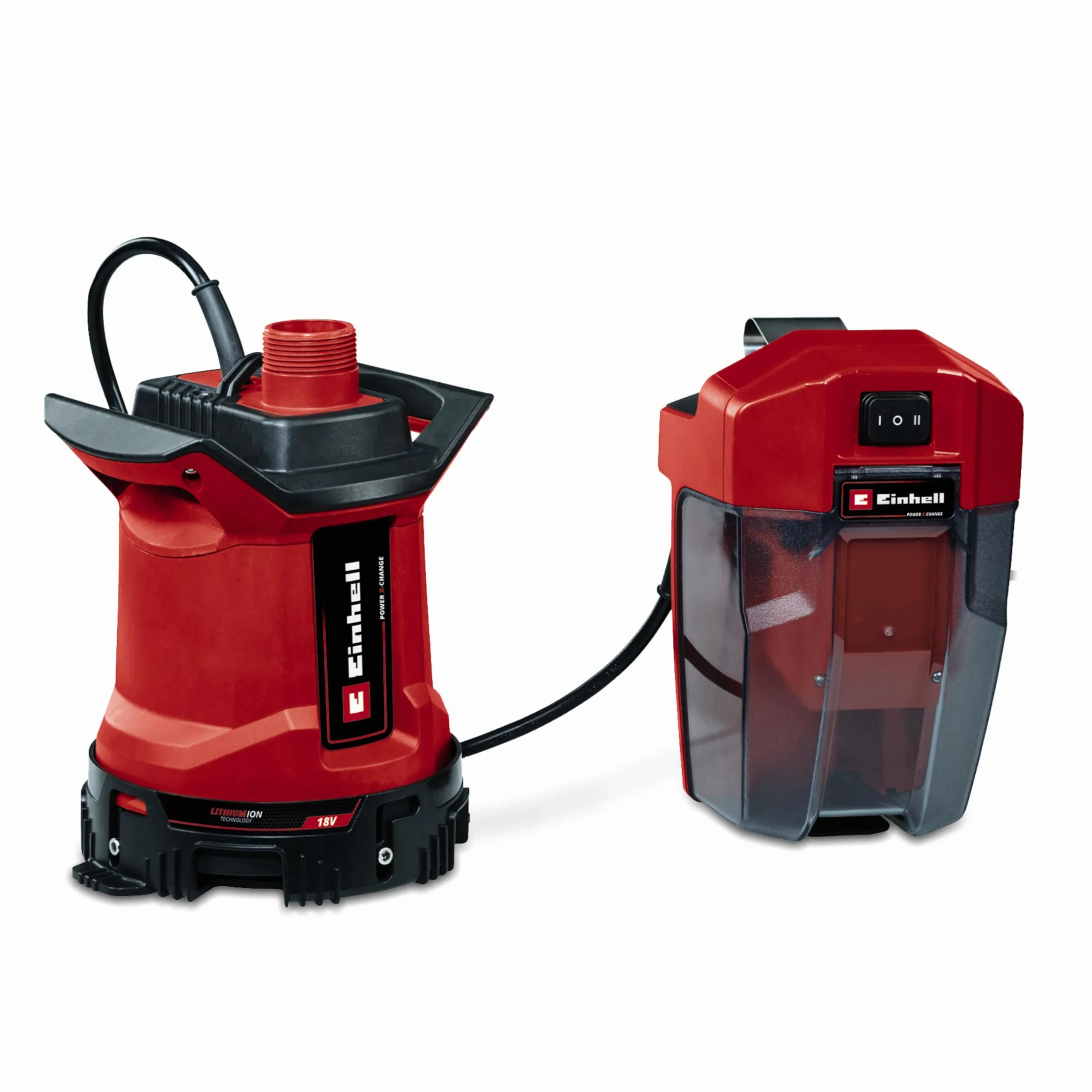 Einhell Pompa per acque cariche senza fili GE-DP 18/25 LL Li-Solo Power X-Change (18 V, portata 7000 l/h, aspirazione piatta, altezza di pompaggio 5 m, modalità ECO e BOOST, venduta senza batteria)