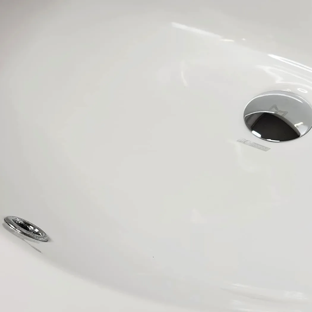 LAVABO Incasso TONDO Ceramica - Lavandino Soprapiano OVAL L. 62 x 52 cm Monoforo Pred. a 3 Fori