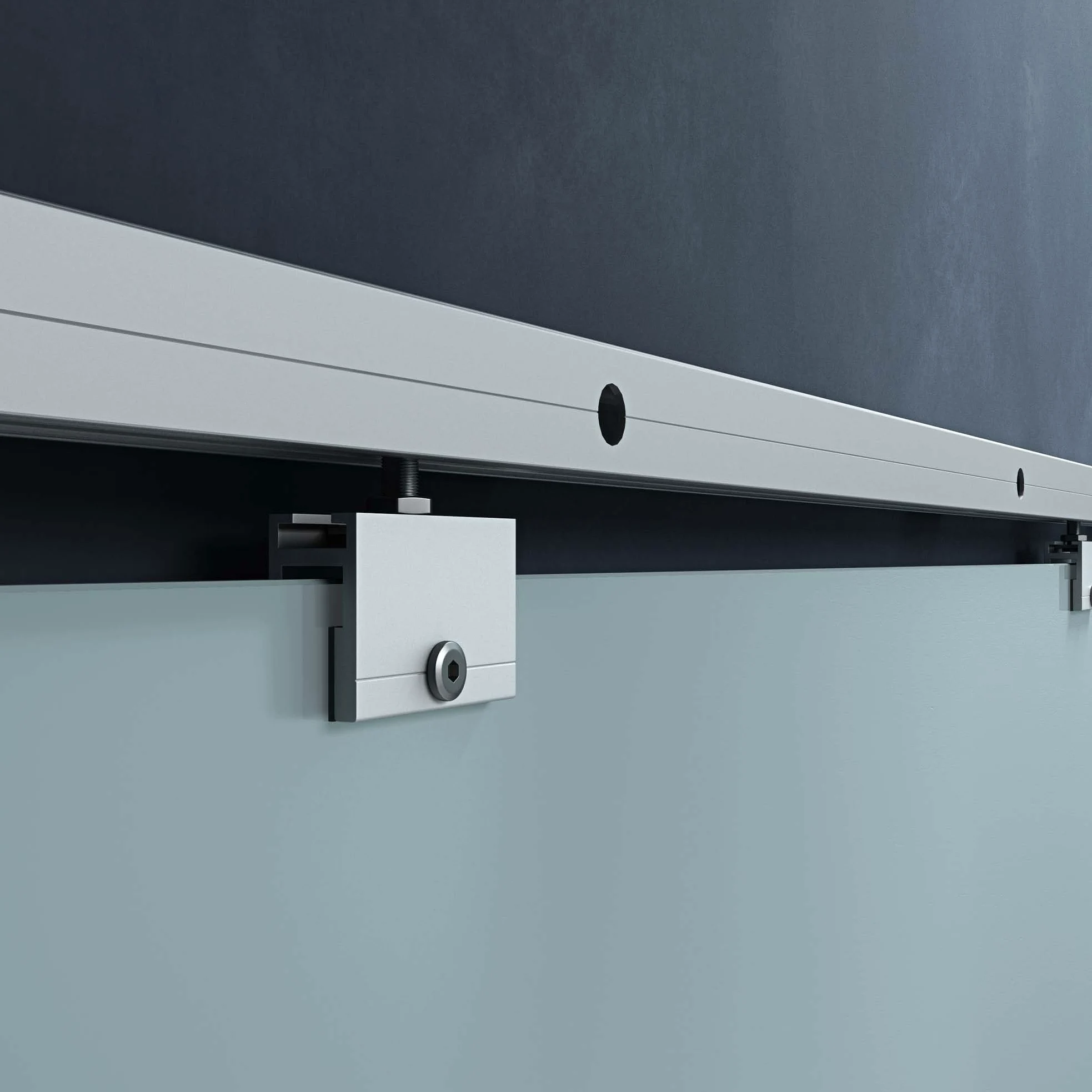 Mai & Mai Porta Scorrevole in Vetro 90x215cm, Porta Scorrevole Interna Satinato 8mm in 5 Strisce con Binario e Maniglia Rotonda per Bagno Cucina Studio Ufficio, Amalfi TS11H-900 MSMG