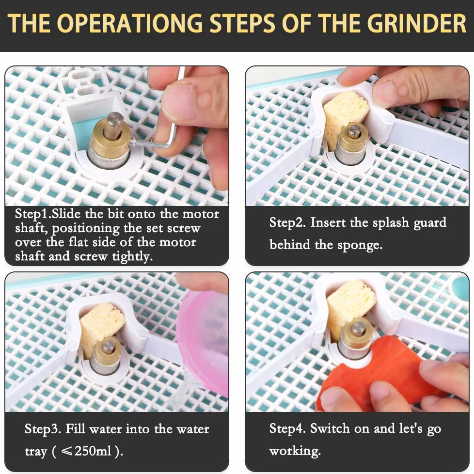 Portable Stained Glass Grinder Machine, Glass & Ceramic Grinding Tool Kit For DIY Craft，Mini Glass Grinder Machine (Blue)