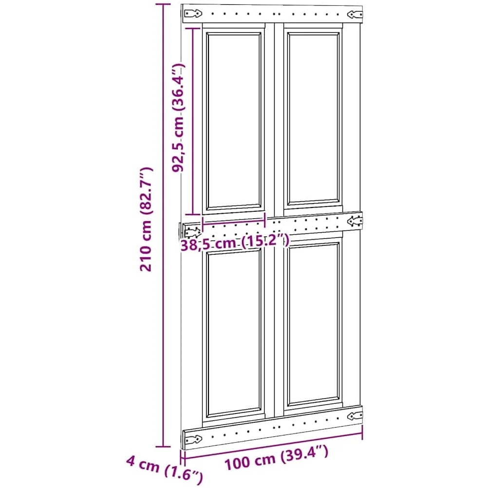 vidaXL Porta del fienile Corona 100 x 210 cm Legno Massello di Pino, Porta scorrevole elegante, design rustico, divisorio interno resistente, salvaspazio e facile da montare