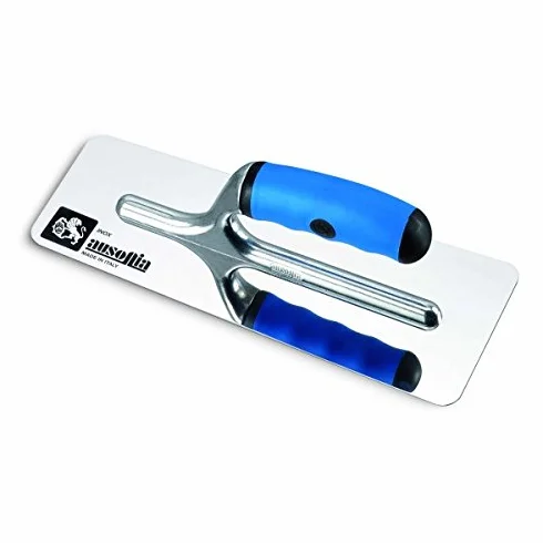 AUSONIA Frattazzo 27x11 lama in acciaio inox trapezoidale lucida e manico gomma bimateriale