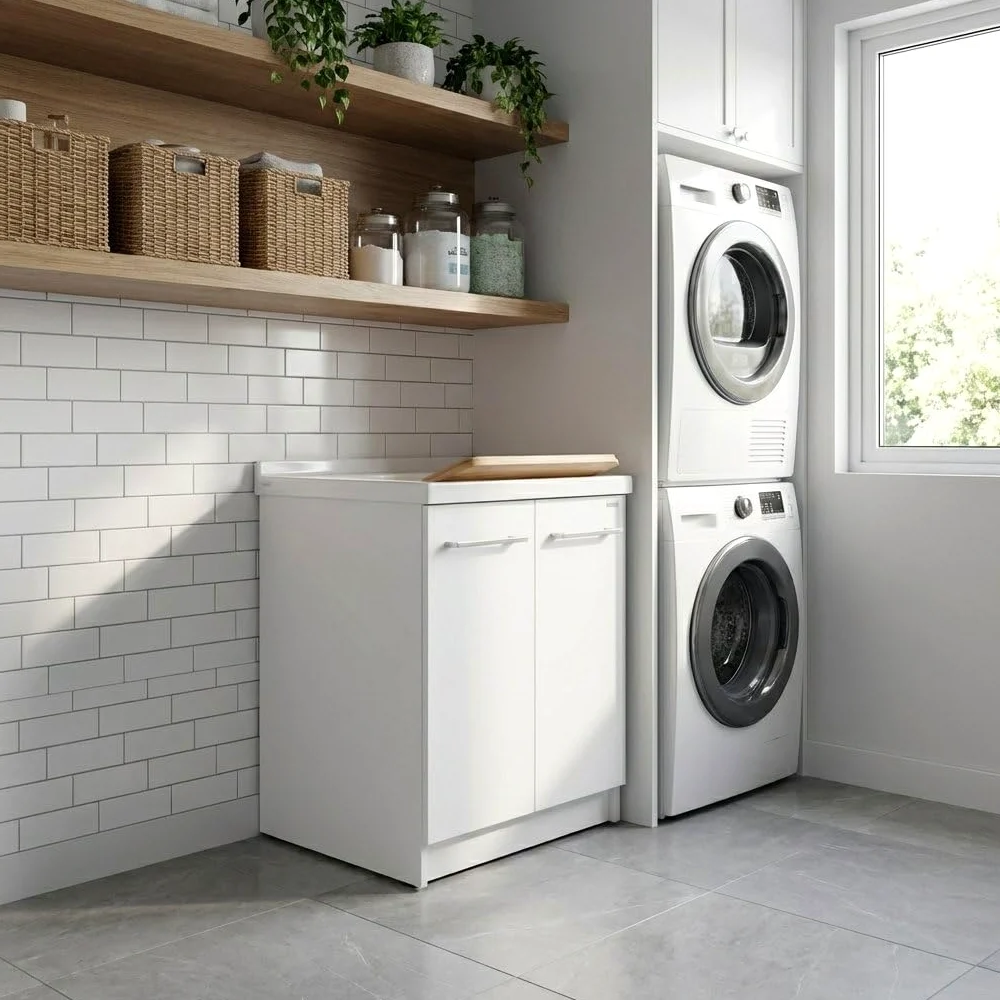 Mobile per lavatoio 61x50x81 cm con asse in legno – Revine | Dolomite