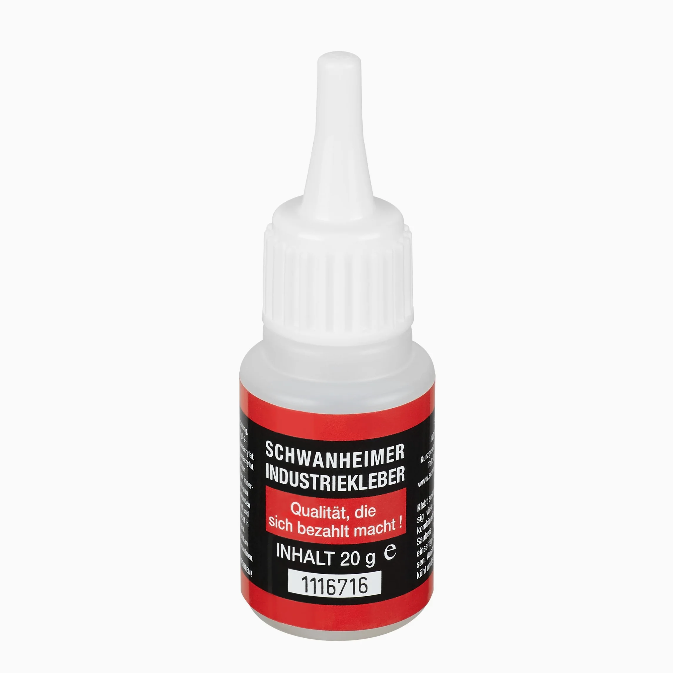 Set di colla industriale Schwanheimer: colla industriale 1 x 20 g, filler 1 x 30 g, 1 x dosaggio fine suggerimento, 1 x punta del gocciolamento