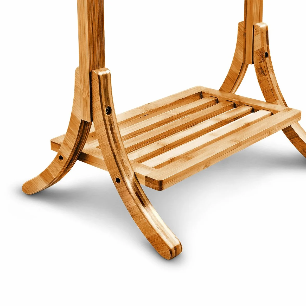 Relaxdays Portasciugamani da Terra, bambù, 3 Barre e 1 Ripiano, HxLxP: 105 x 40 x 27 cm, Appendi Abiti, Colore Naturale