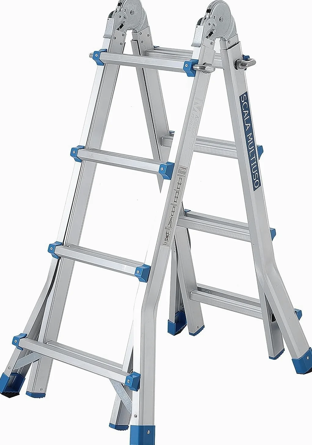 Scala telescopica in alluminio 3.98 MT Leggera 4x4 Multiuso Multifunzione Pieghevole a Libretto