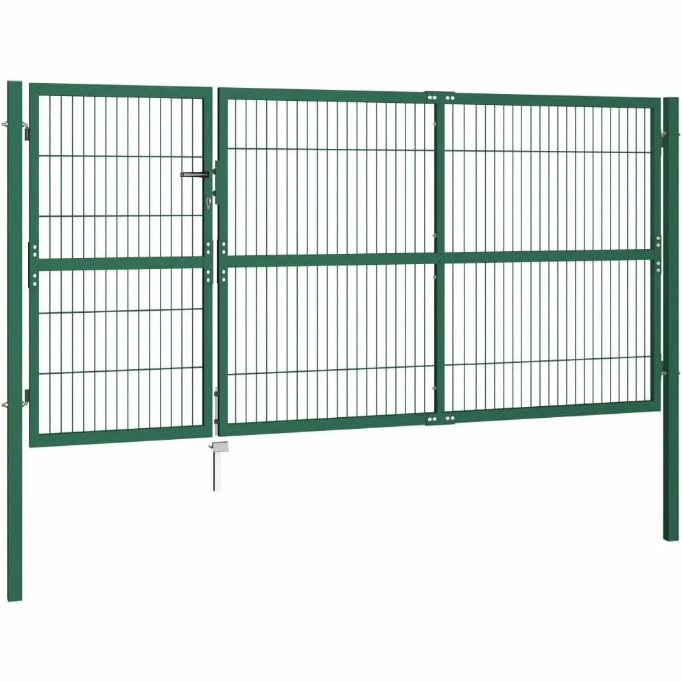 Gecheer Cancello,Doppio,da Giardino,Esterno,per Recinzione,in Rete Acciaio,Verde,350x190 cm,Cancello Doppia Anta,Cancello da Giardino,Cancello Metallo,Cancello Acciaio,Cancello per Recinzione