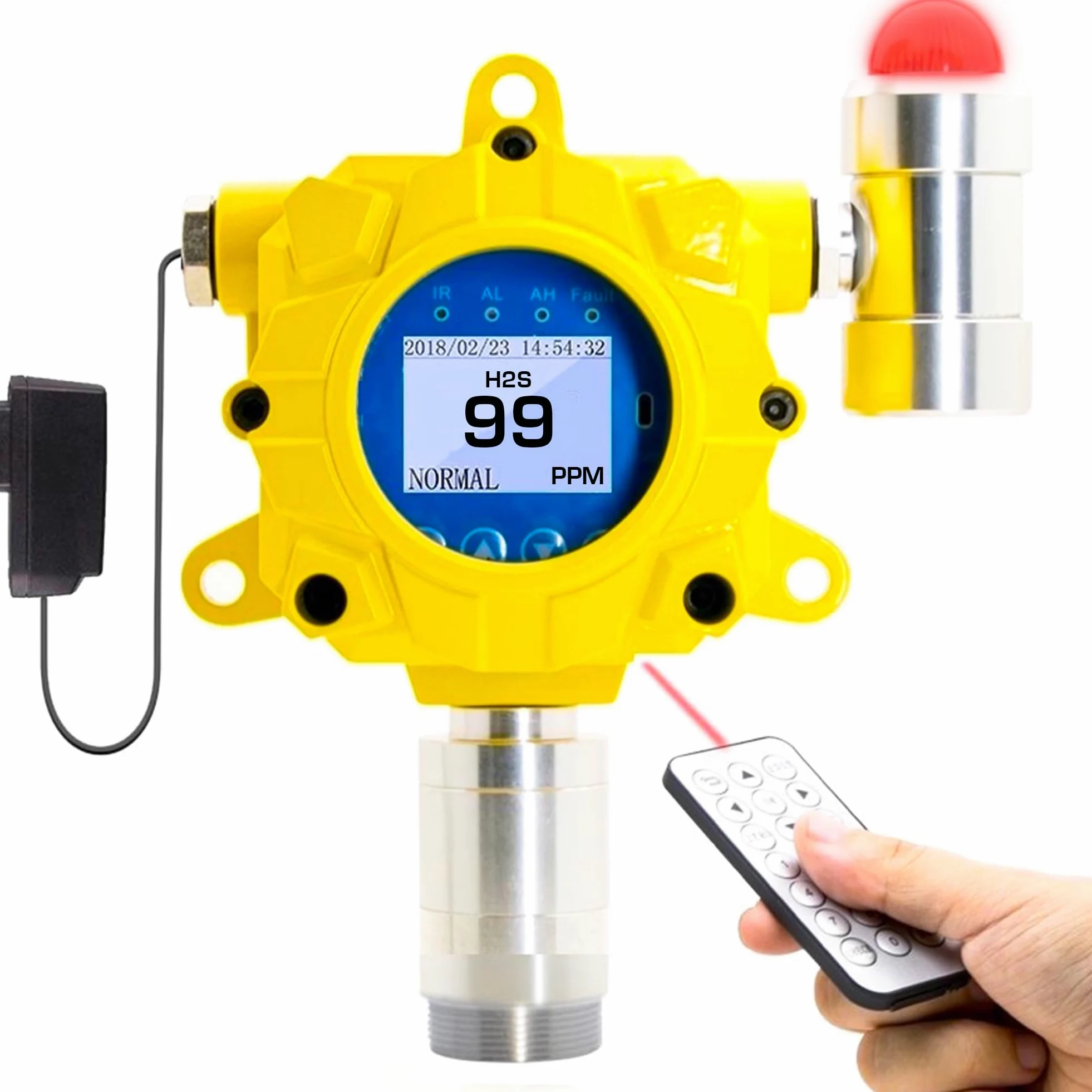 Monitor H2S | Montaggio a Parete Industriale | Montaggio a Parete | Certificato di Calibrazione EU & USA | Uscita Relay, RS485 MODBUS, 4–20 mA | 0–100 ppm H2S |