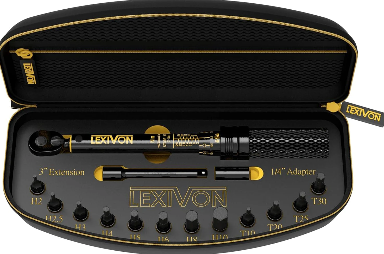 LEXIVON Chiave Dinamometrica Bici/Moto 1/4'' | 2~26 Nm, Set da 15 Pezzi di Punte Esagonali e Torx, Kit Chiavi Dinamometriche Professionali Portatile per Bicicletta, Mountain Bike Tools (LX-191)