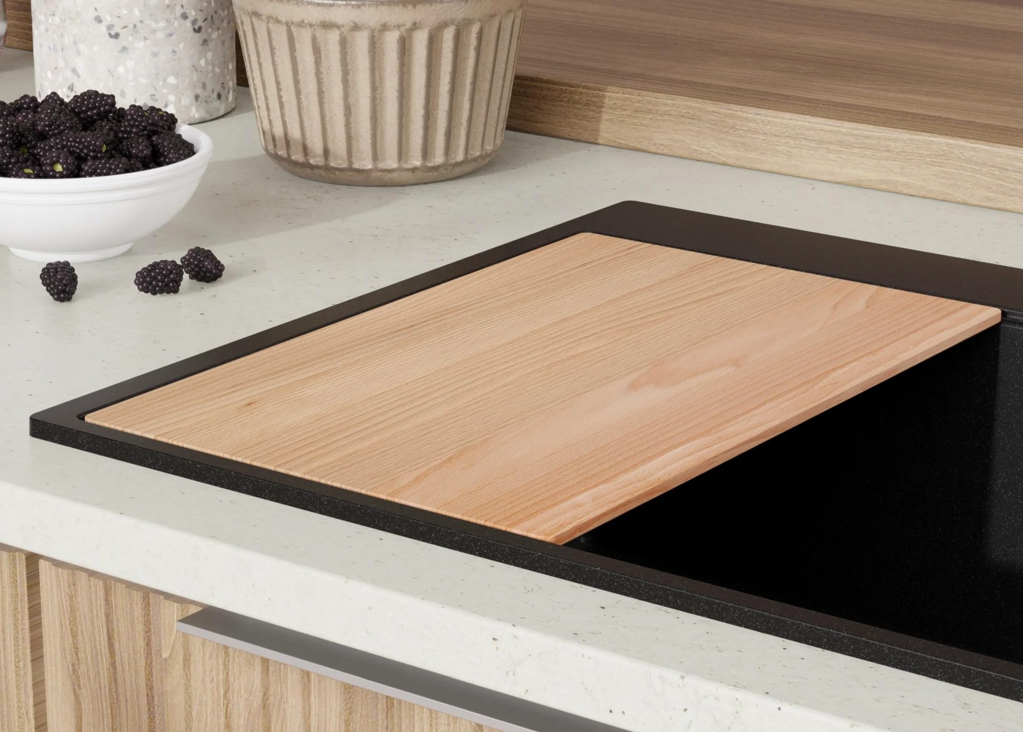 PRIMAGRAN Lavello da Cucina Nero 78x50cm, Lavandino in Granito a 1 vasca + Set di accessori, Lavabo da Cucina Incasso al Mobile 80cm - Oslo Top S557