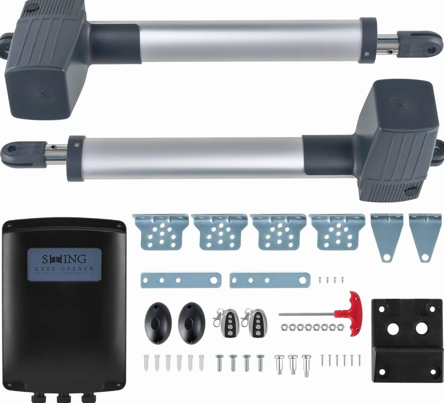 CO-Z Motore Cancello Battente 2 Ante Kit Automazione Cancello Battente con 2 Telecomandi per Porte Fino a 600kg 6m Cancello Automatico Battente con Sensori a Infrarossi Batteria Solare Compatibile