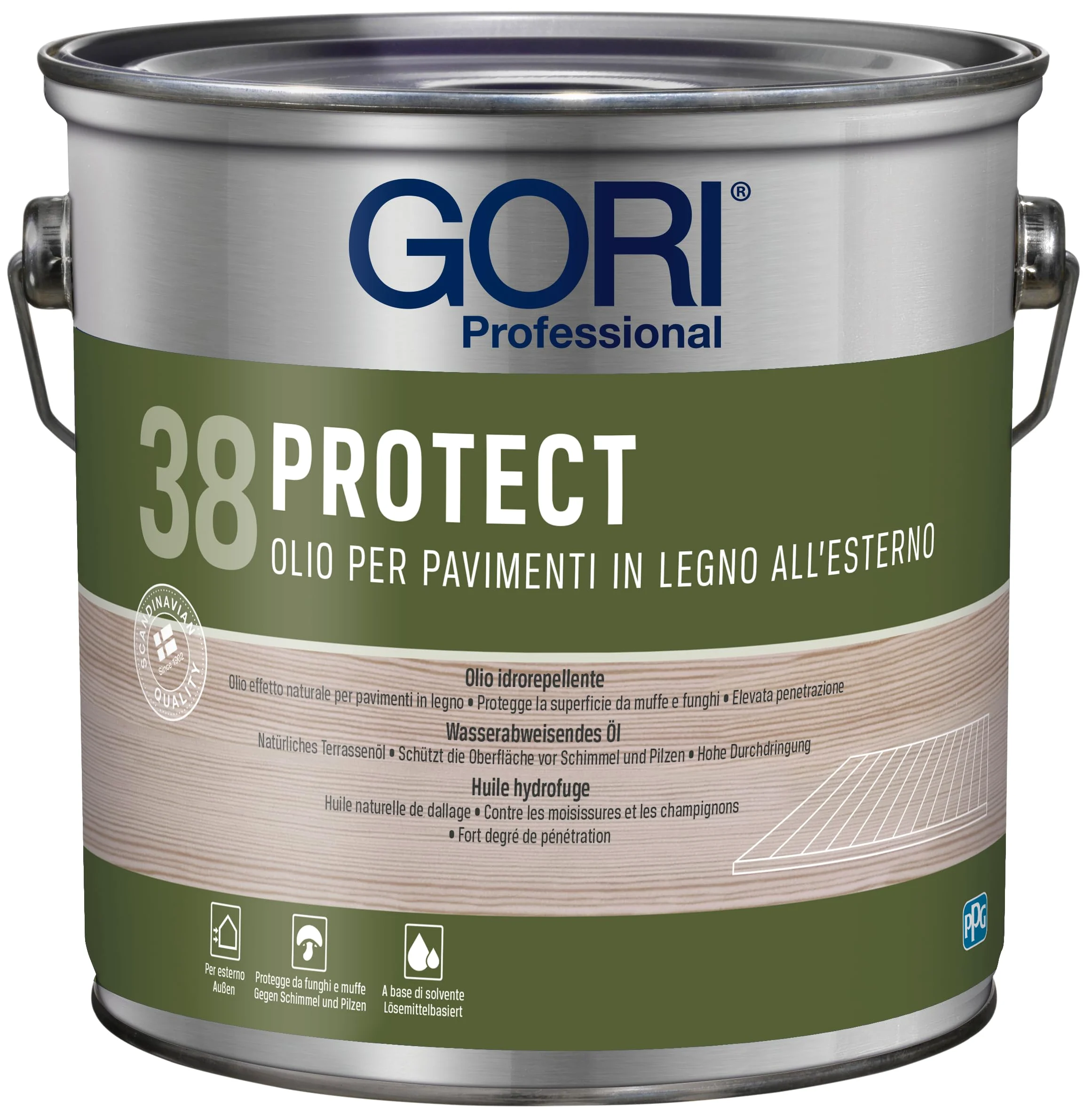 Gori 38 PROTECT Olio per pavimenti in legno esterno incolore 2,5 l