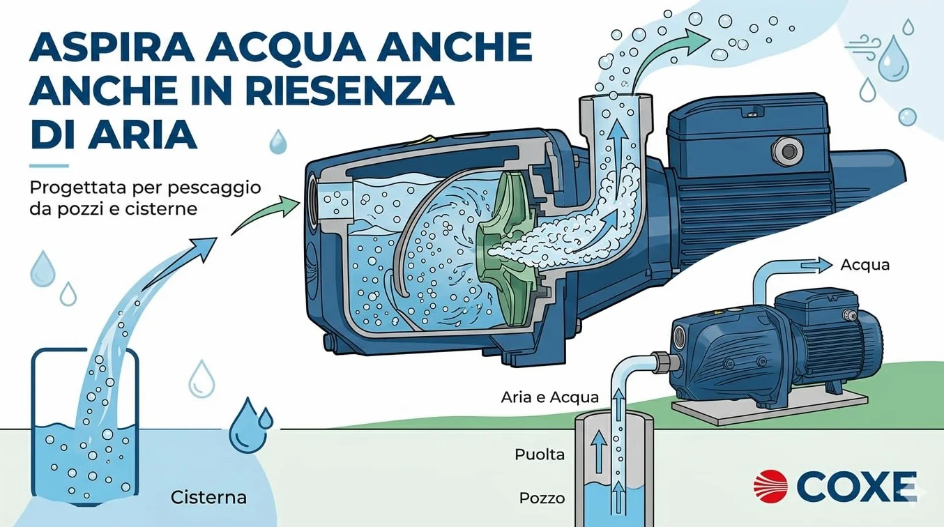 COXE Pedrollo JSWM 3BH Pompa Autoadescante Elettrica 2 HP, Elettropompa Centrifuga in Ghisa per Irrigazione e Autoclave, Portata 100 L/min, Prevalenza 76m, Monofase 220V